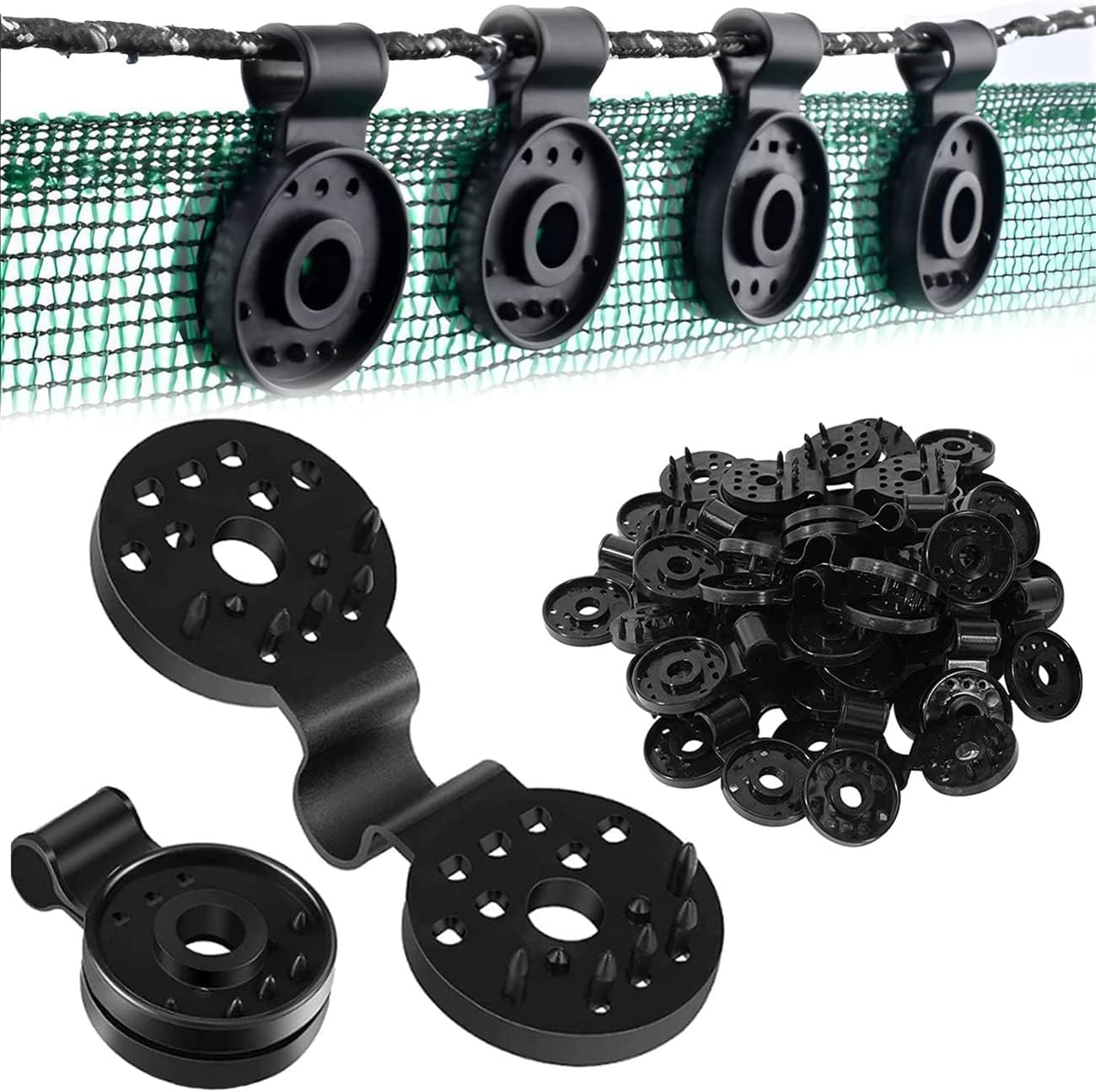 100Pack Shade Cloth Clips，Shade Cloth Fix Plastic Clamp for Outdoor Shade Fabric Netting（Black） image number 1