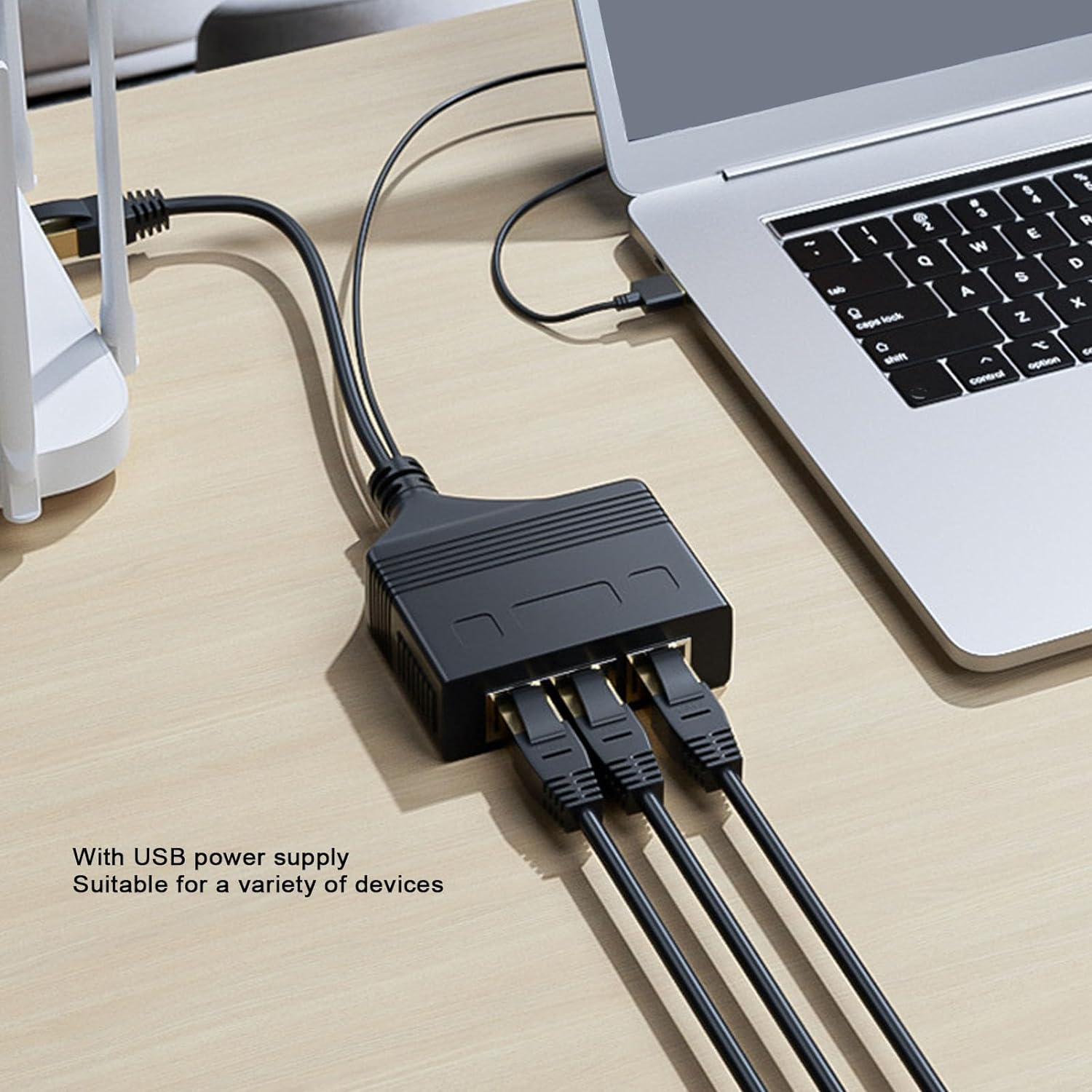 Zopsc RJ45 Ethernet Splitter High Speed 1 to 4 Out, 1000Mbps Network Splitter Ethernet Hub with USB Interface, Internet Switch for ADSL Modems, Tvs, Set Top Boxes, Routers, Zopsc9Ye6Rfnvau image number 1