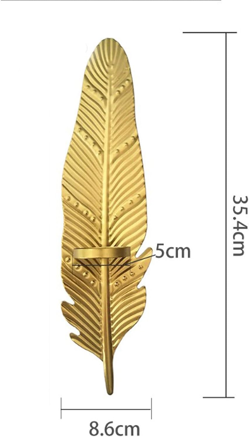 Golden Leaf Wall Sconces Candle Holders - Wrought Iron Tea Light Holder | Wrought Iron Wall Art Decorations, for Bathroom, Living Room, Dining Room, Patio, Weddings, Events (1Pcs) image number 1