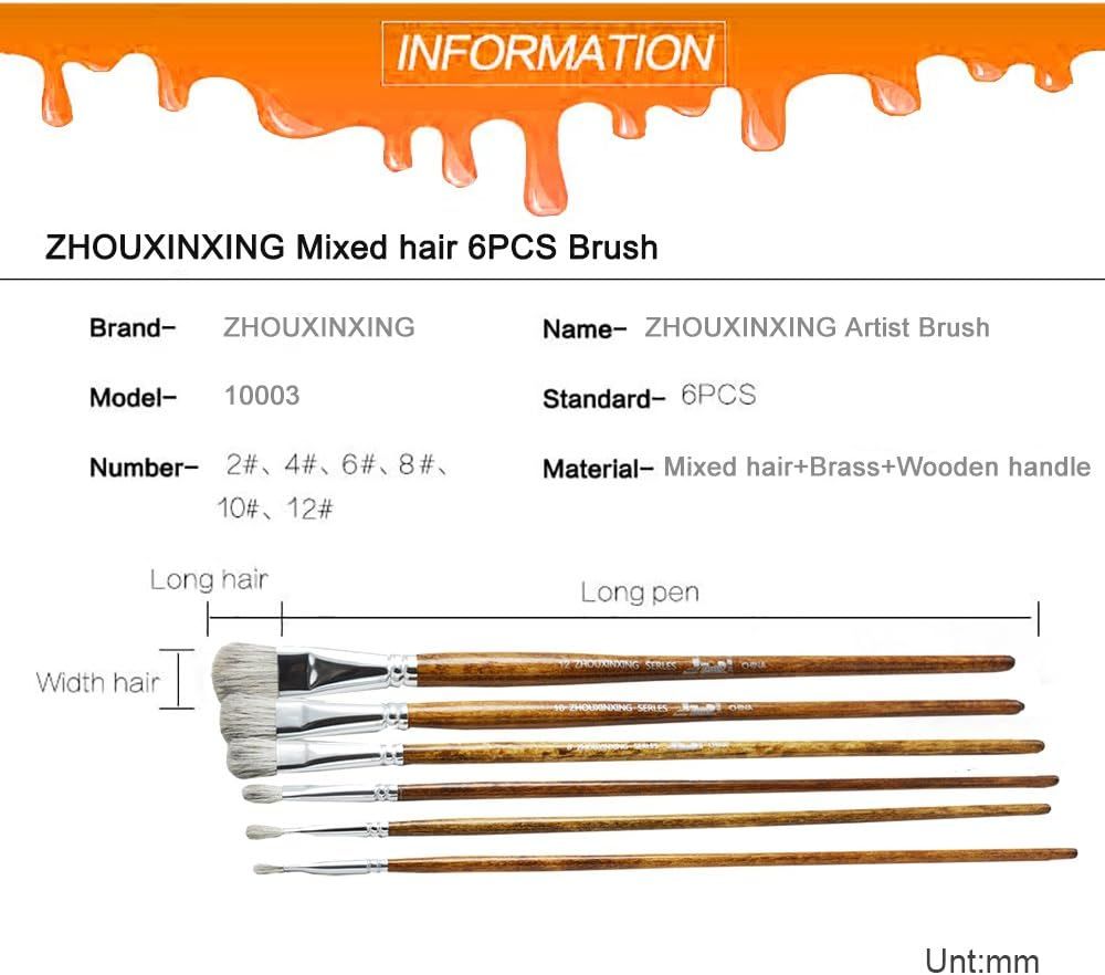 ZHOUXINXING Squirrel Hair Brush Watercolor Acrylic Paint Brush Set for Drawing Painting Art Supplies Brush Pen Artist Oil Painting Brushes image number 4