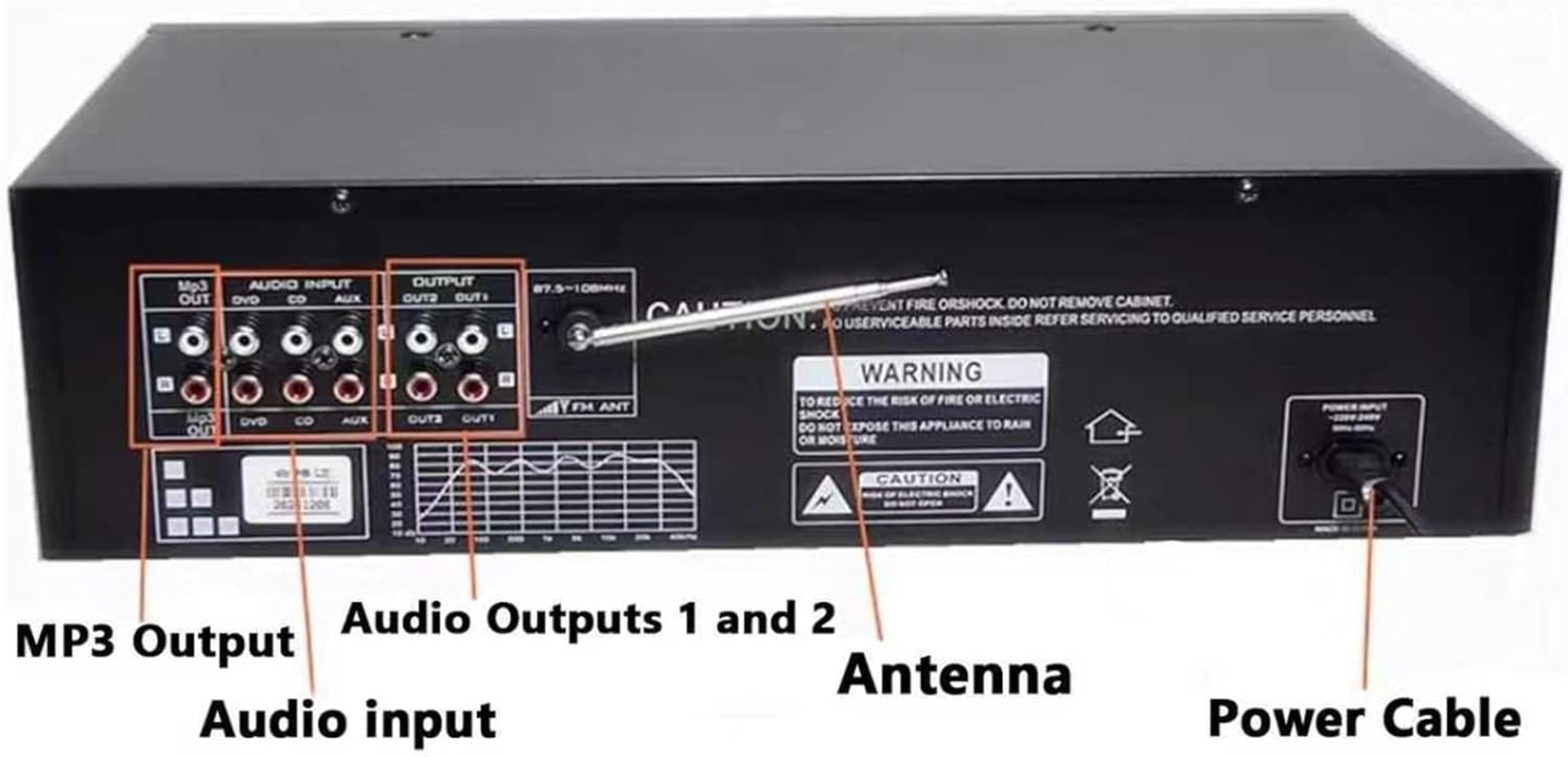 Hi-Fi Graphic Equalizer, 20-Band Digital Equalizer, Spectrum Analyzer with Remote Control, LED Spectrum Display, 15 Dynamic Styles, Noise Reduction Function, for Recording Studio, Home image number 4