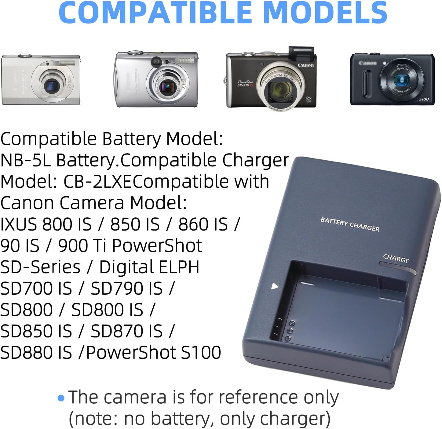 KWTOUL NB-5L NB5L Battery Charger Compatible with Canon Powershot S100, S110, SD790IS, SD850IS, SD870IS, SD880IS, SD890IS, SD970IS, SD990IS, SX200IS, SX210IS, SX220IS, SX230HS Cameras image number 3