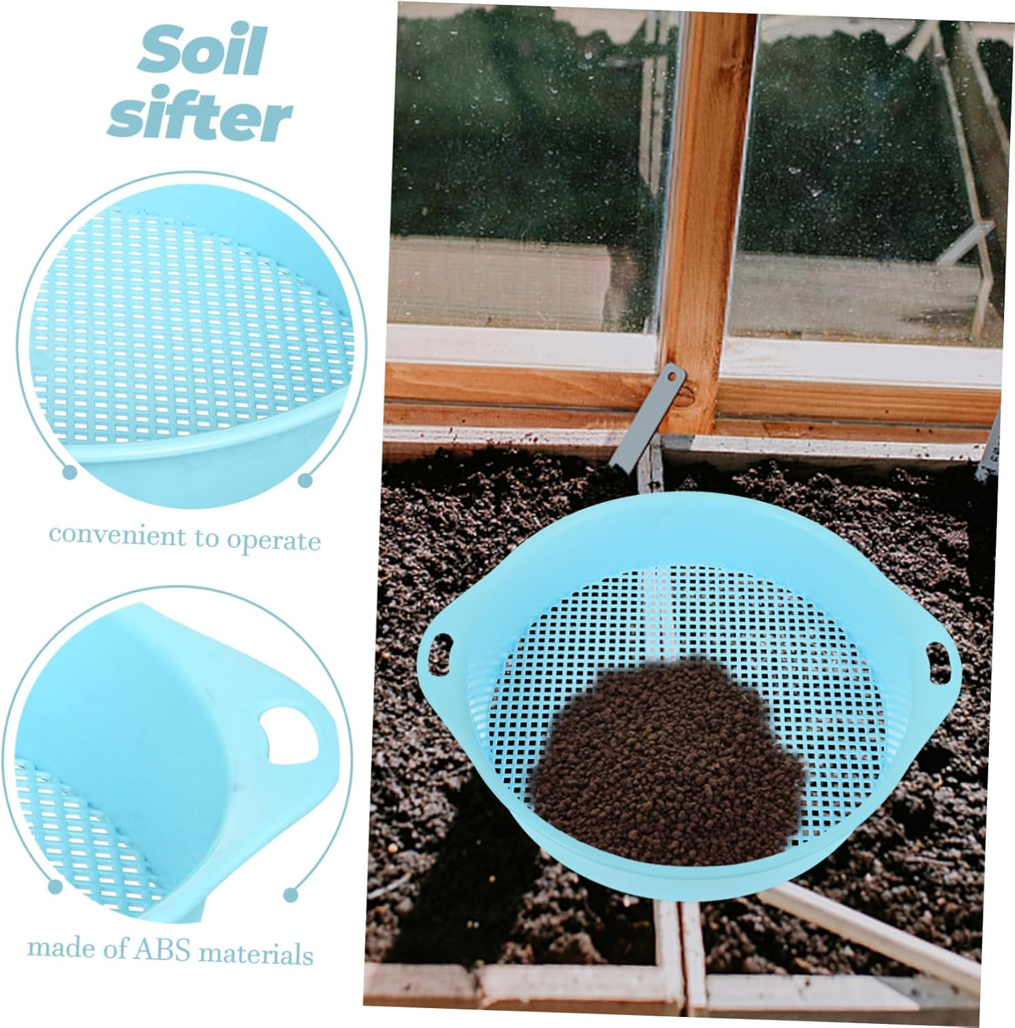 Yardenfun Lightweight Abs Material Garden Soil Sifter Sifting Pans for Easy Use Carry image number 1