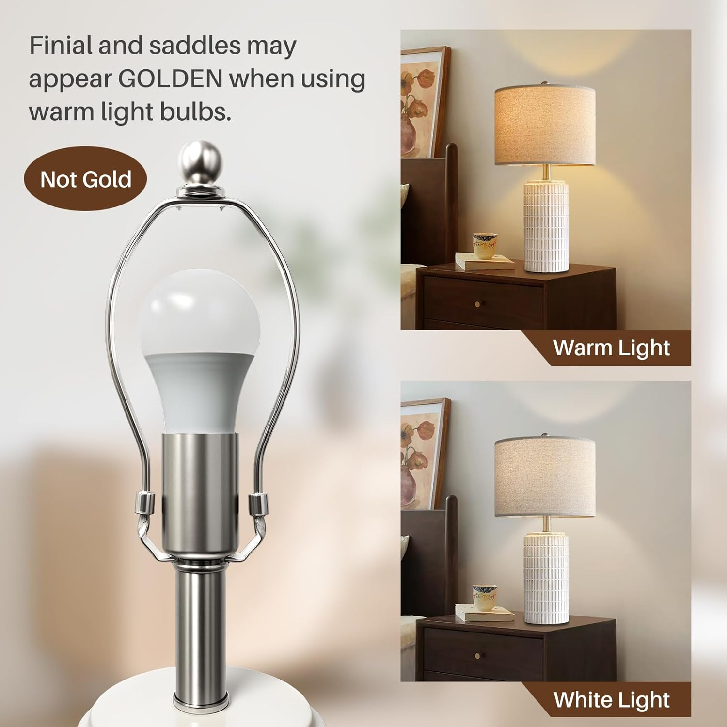 Clora Tall Bedside Lamp, Set of 2 Table Lamp, 3 Color Temperatures, Farmhouse Nightstand Light with Beige Lampshade for Living Room Bedroom Office Home Decor (Beige and White - 56Cm Ceramic Lamp) image number 4