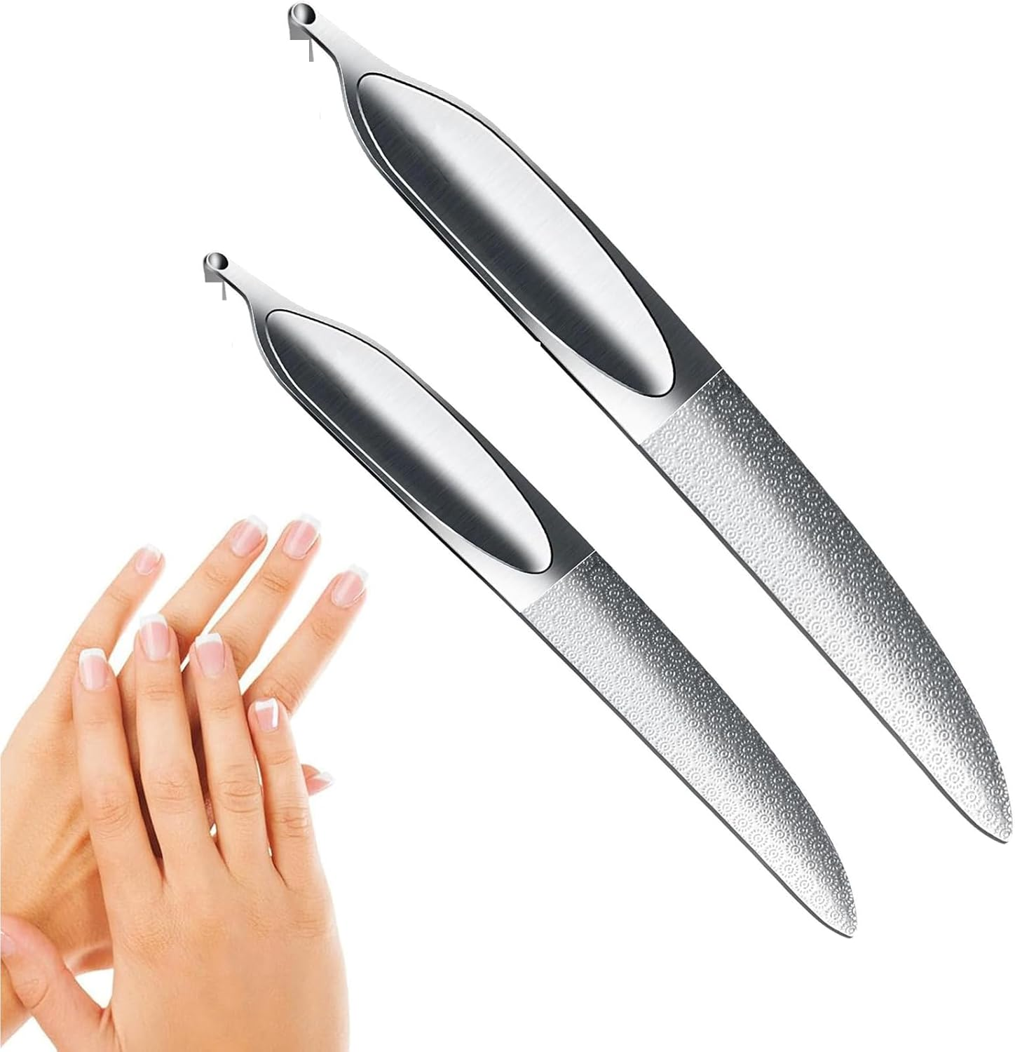 Heavy-Duty Toenail File for Thick Nails-Nail File-Emery Boards for Nails-4.9-Inch Double-Sided Stainless Steel Metal Nail File & Buffer &ndash; Durable Grooming Tool for Men, Women & Seniors (2Pc) image number 2