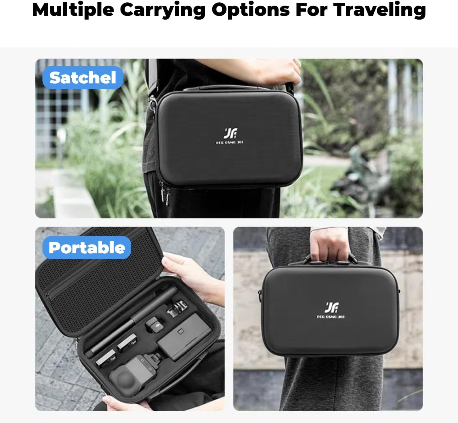 Generic Carrying Case for DJI Osmo 360, Travel Carrying Case with Customized Partitions for DJI Osmo 360 Accessories, Portable PU Leather Bag with Shoulder Strap and Carry Handle (Black) image number 1