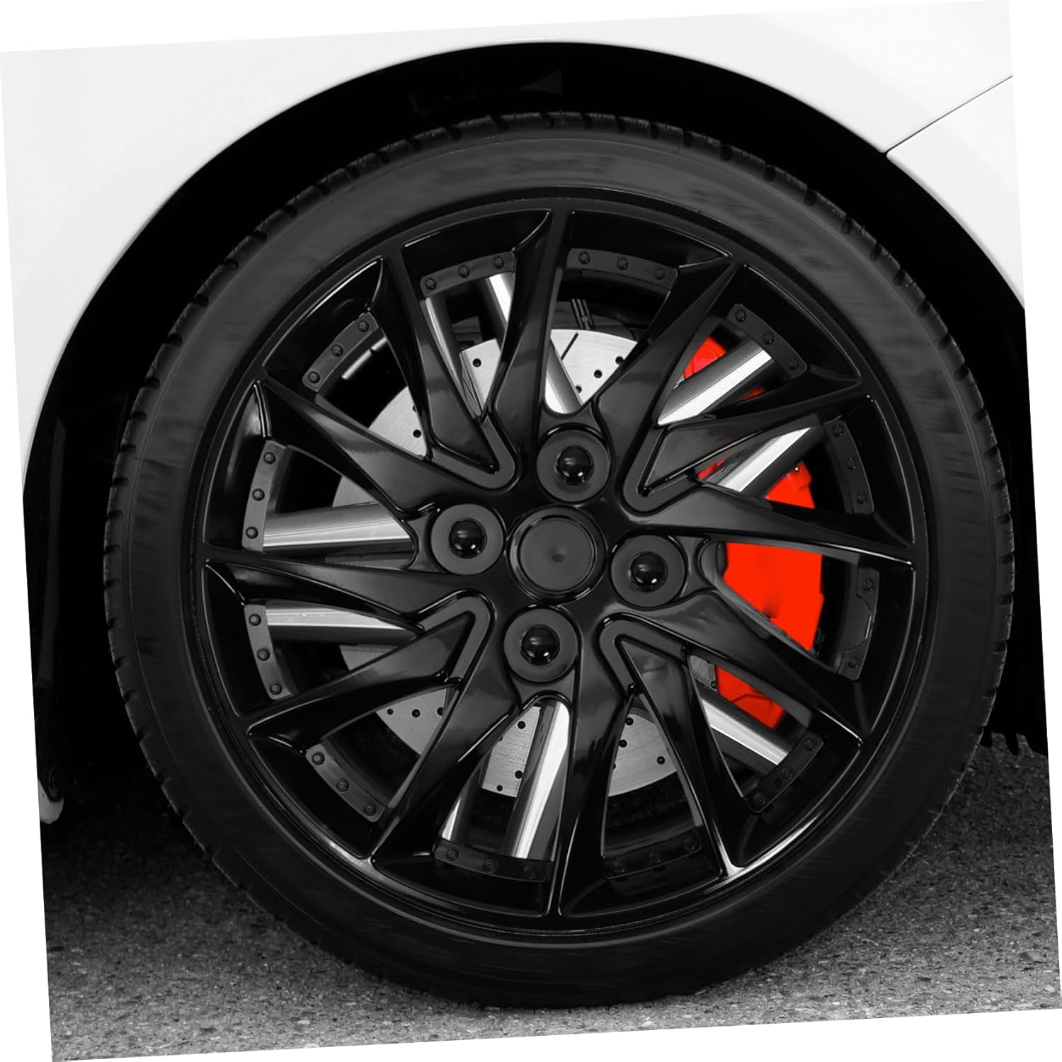 14 Inch Black Wheel Decorative Cover Hubcap Replacement for Car Steel Rims Protective Hub Centre Caps Easy to Clean Auto Accessory