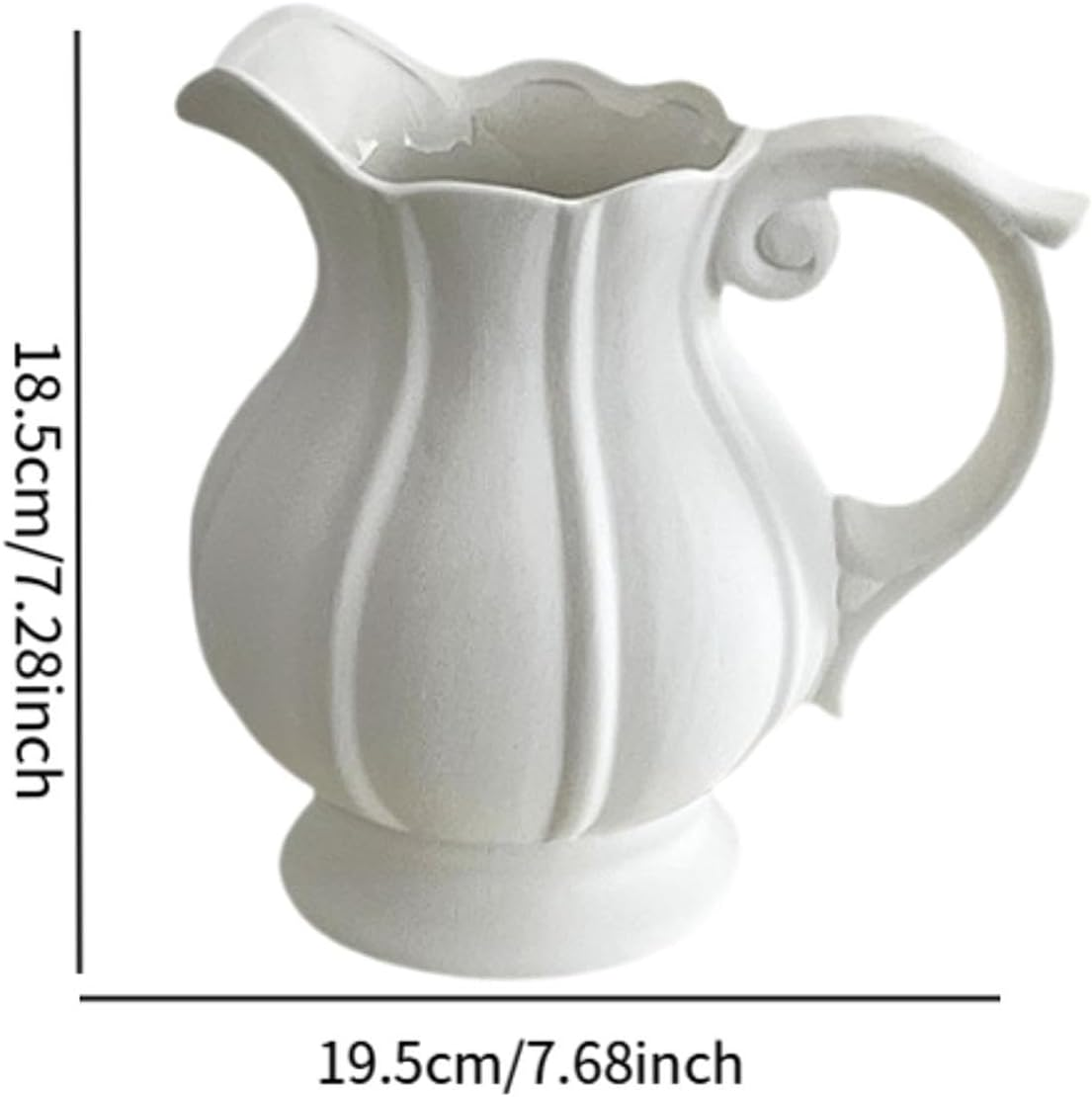 Kuntesetty Flower Vase, White Pitcher Vase, Flower Arrangement, Plants, Flower Container for Cafe