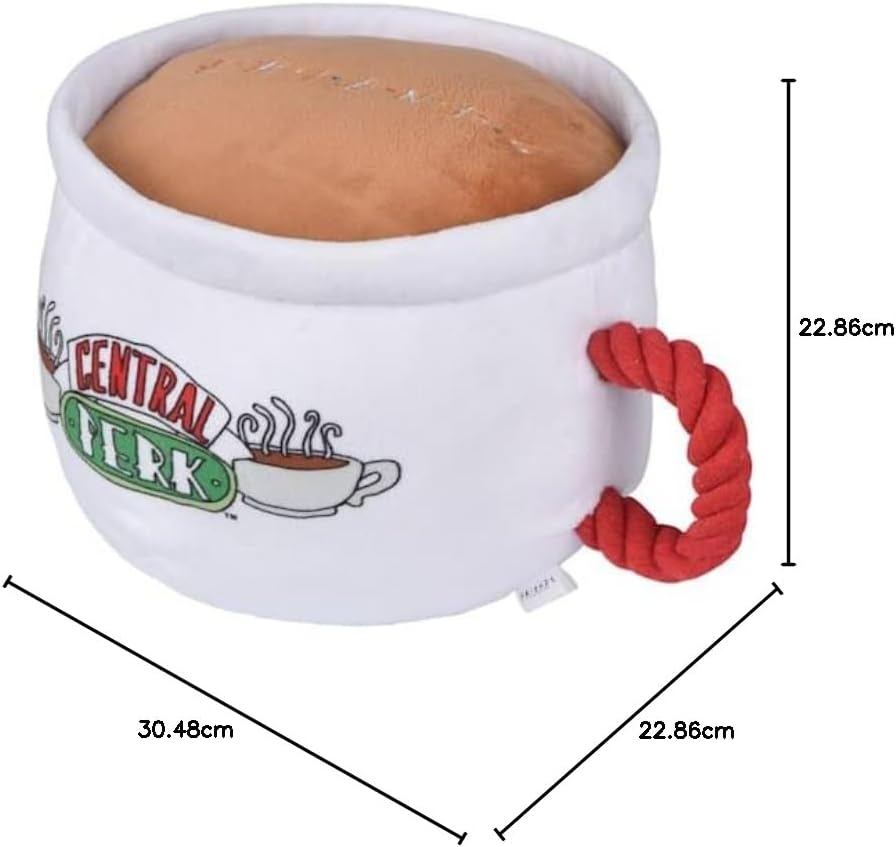Warner Brothers for Pets Friends TV Show Central Perk Coffee Mug Plush Dog Toy with Rope Handle | 12-Inch Cute Squeaky Toy for All Dogs | Stuffed Dog Toys with Squeaker, Friends Memorabilia image number 5