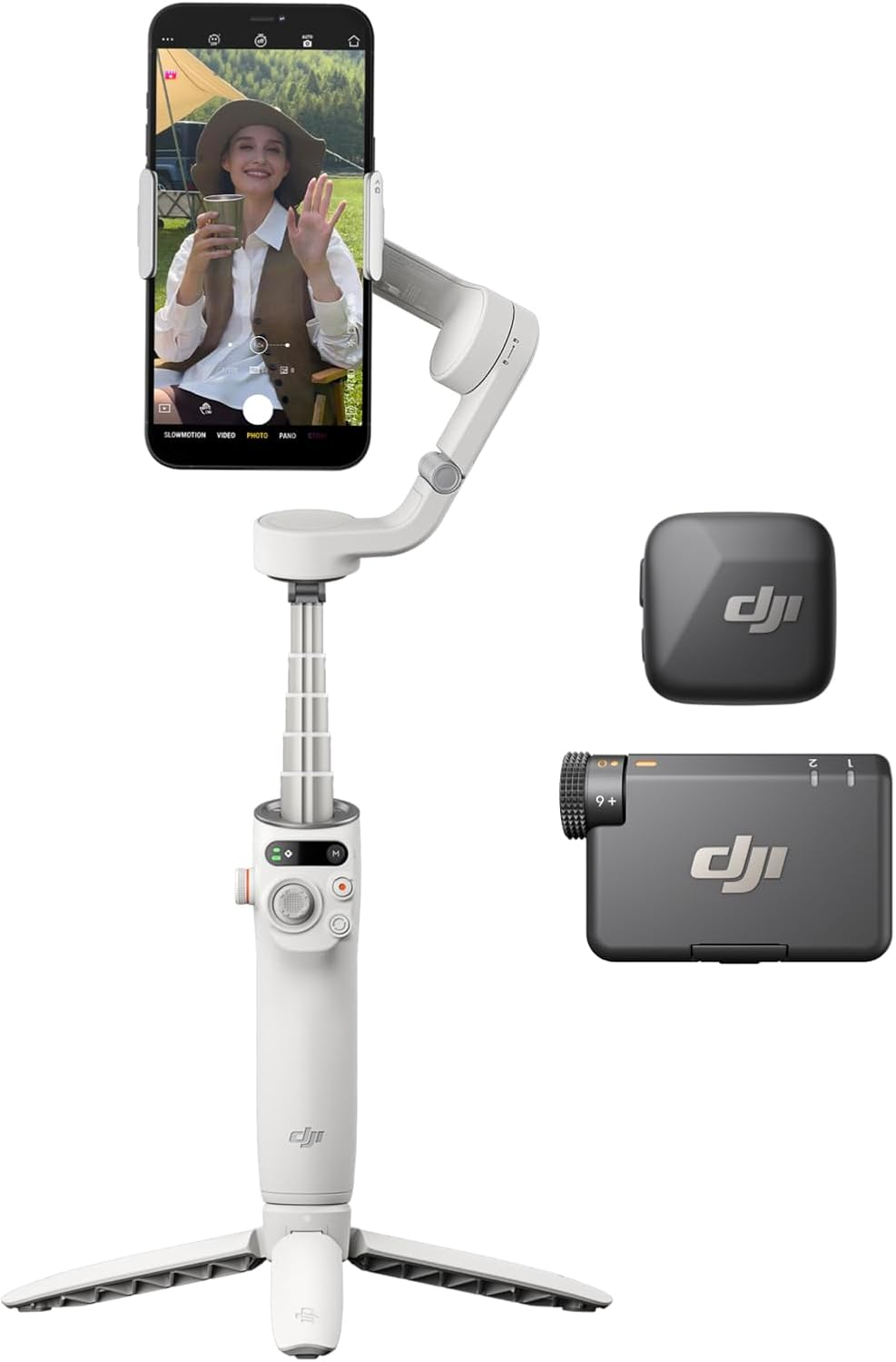 Osmo Mobile 6 (Platinum Gray) + DJI Mic Mini (1 TX + 1 RX), Gimbal Stabilizer for Smartphone, Wireless Microphone, Detail-Rich Audio, DJI Osmoaudio, Active Noise Cancelling image number 2