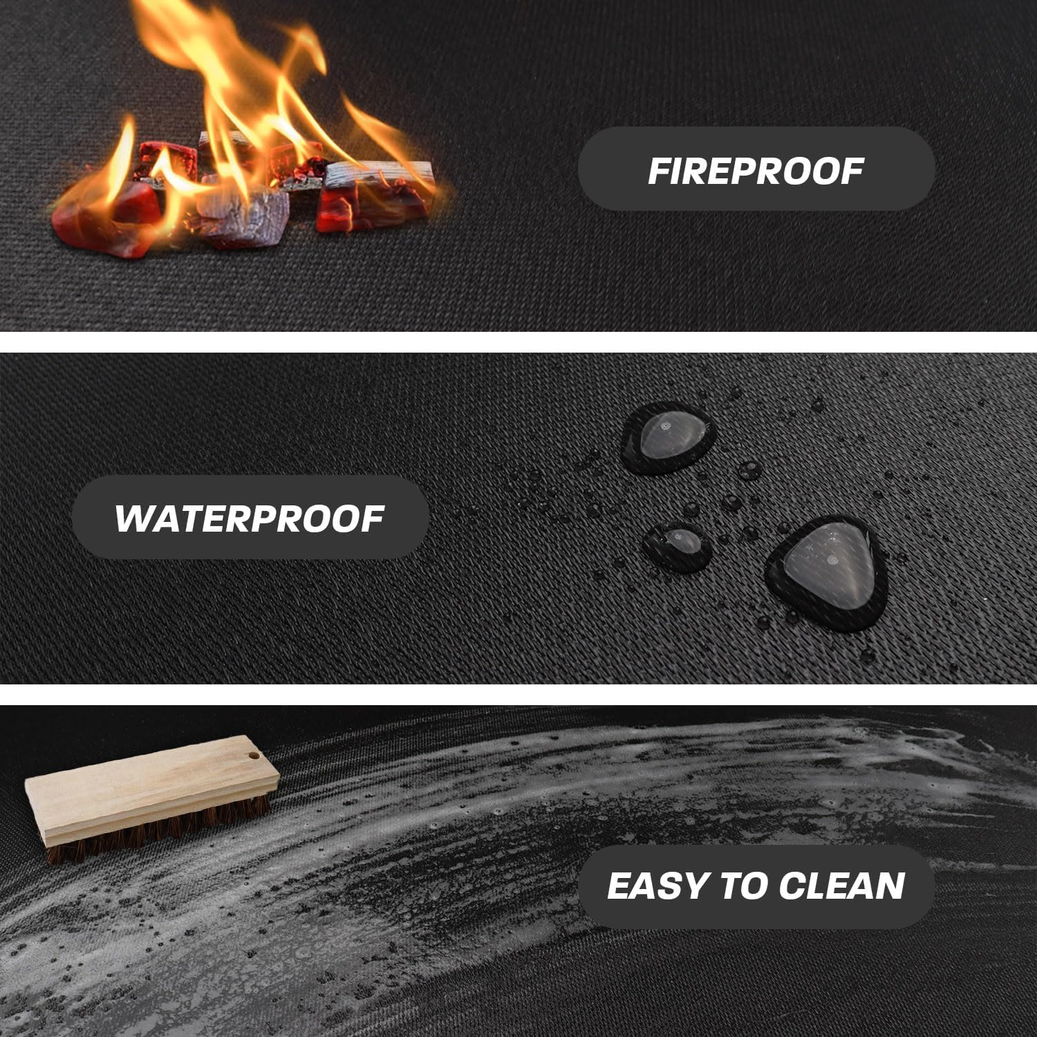 Fire Pit Mat, Camping Fireproof Mat, round Fireproof under Grill Mats for Outdoor Grill, Portable Camping Stove Mat for Solo Stove Accessories, Barbecue Mat for Solo Stove Bonfire (L, 97CM*97CM) image number 1