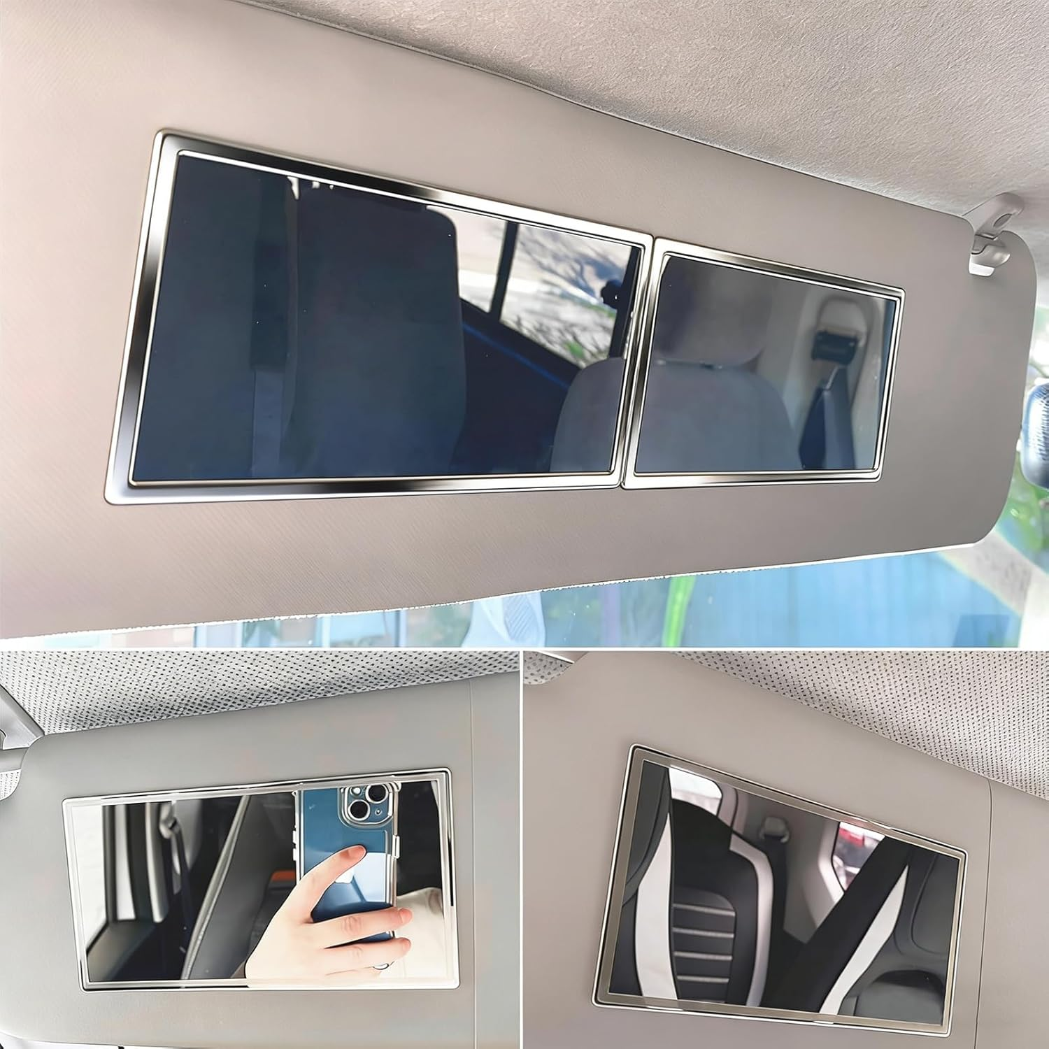 Car Sun Visor Mirror, Vehicle Cosmetic Makeup Mirror, Automotive Self-Adhesive Mirror for Car, Truck, SUV