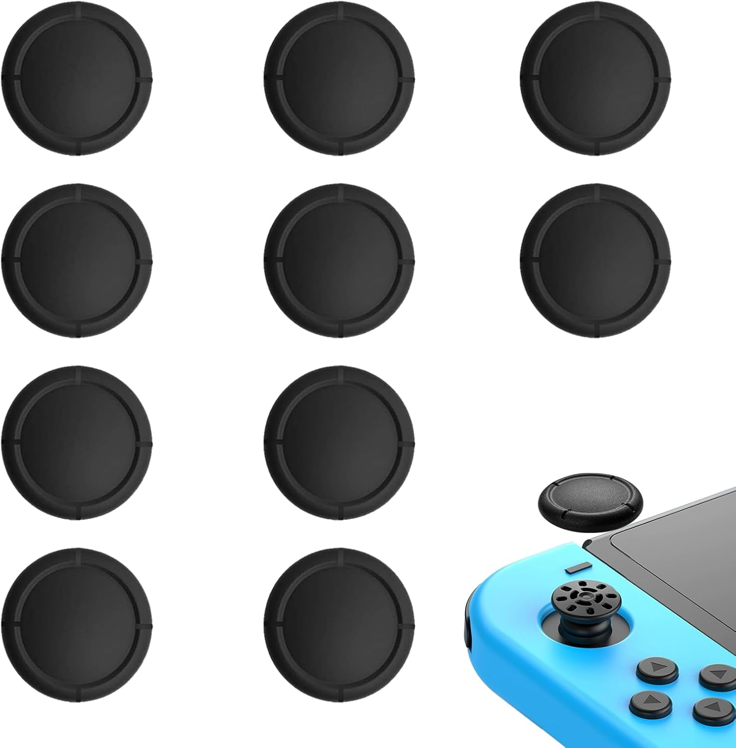 Replacement Joystick Covers for Nintendo Switch/Oled/Lite, Silicone Analog Joystick Cover Thumb Stick Cap, Thumb Grips for Nintendo Switch Joycon, Analog Stick Cover (8PCS Black)