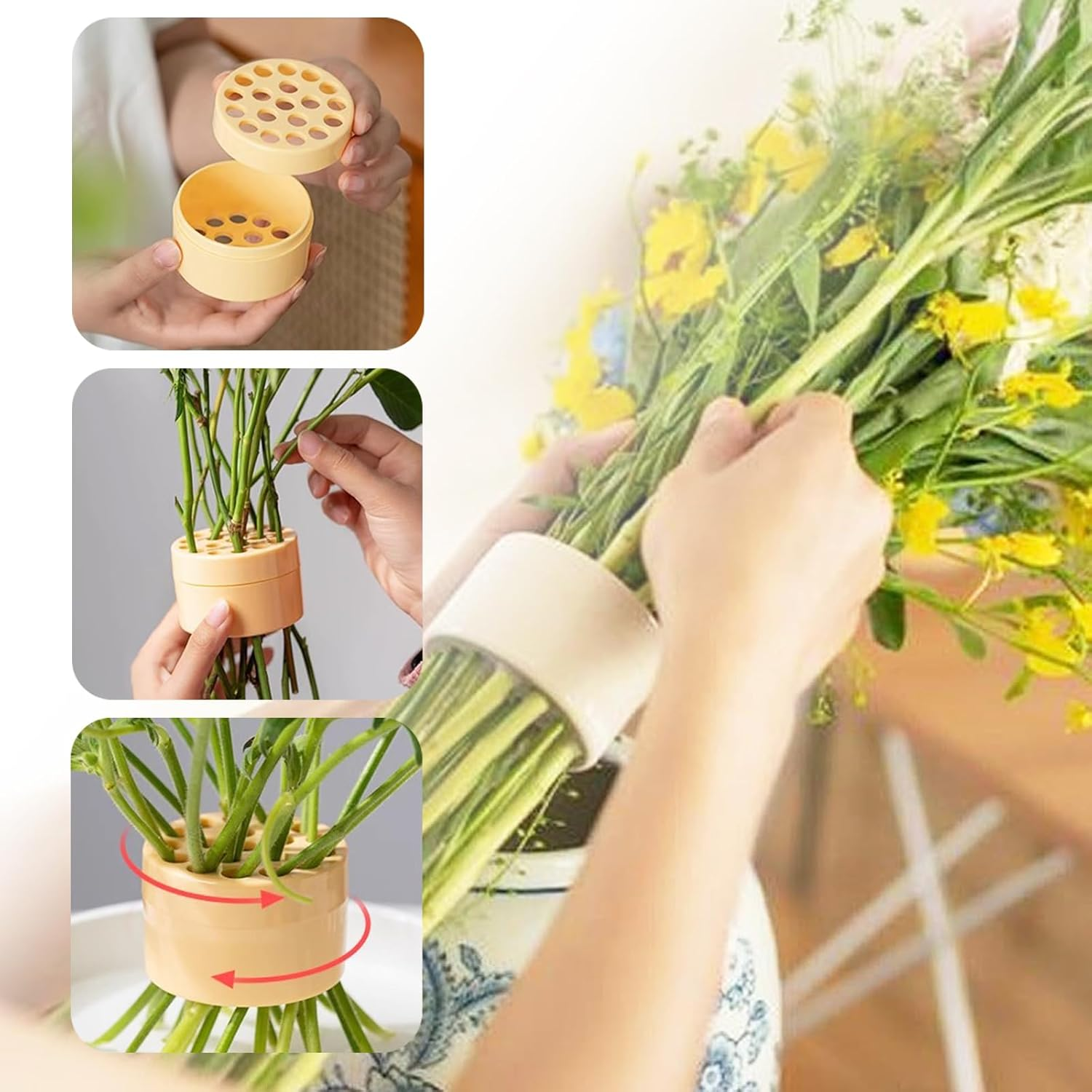 Zakora Spiral Ikebana Stem Holder Flower Arrangement Set of 2 Spiral Stem 1 Leaf Stripping Tool for Flower Arrangements Home Floral Art（Transparent） image number 3