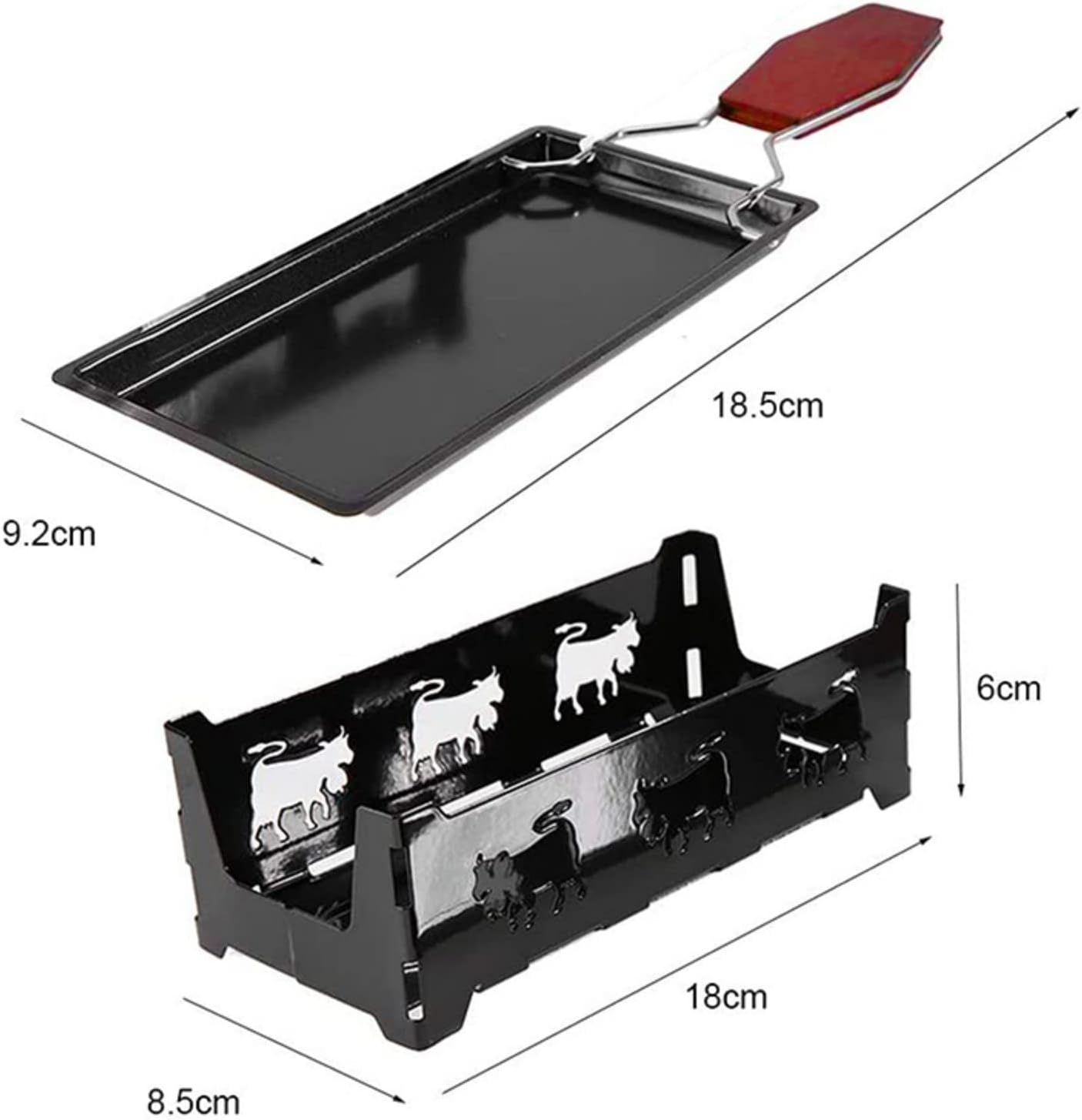 Fantasyday Mini Raclette Set,Portable Foldable Non Stick Rotaster Baking Tray Stove Set,Suitable for Cheese, Meat, Fish, and Vegetables(Not Included Candles) image number 2
