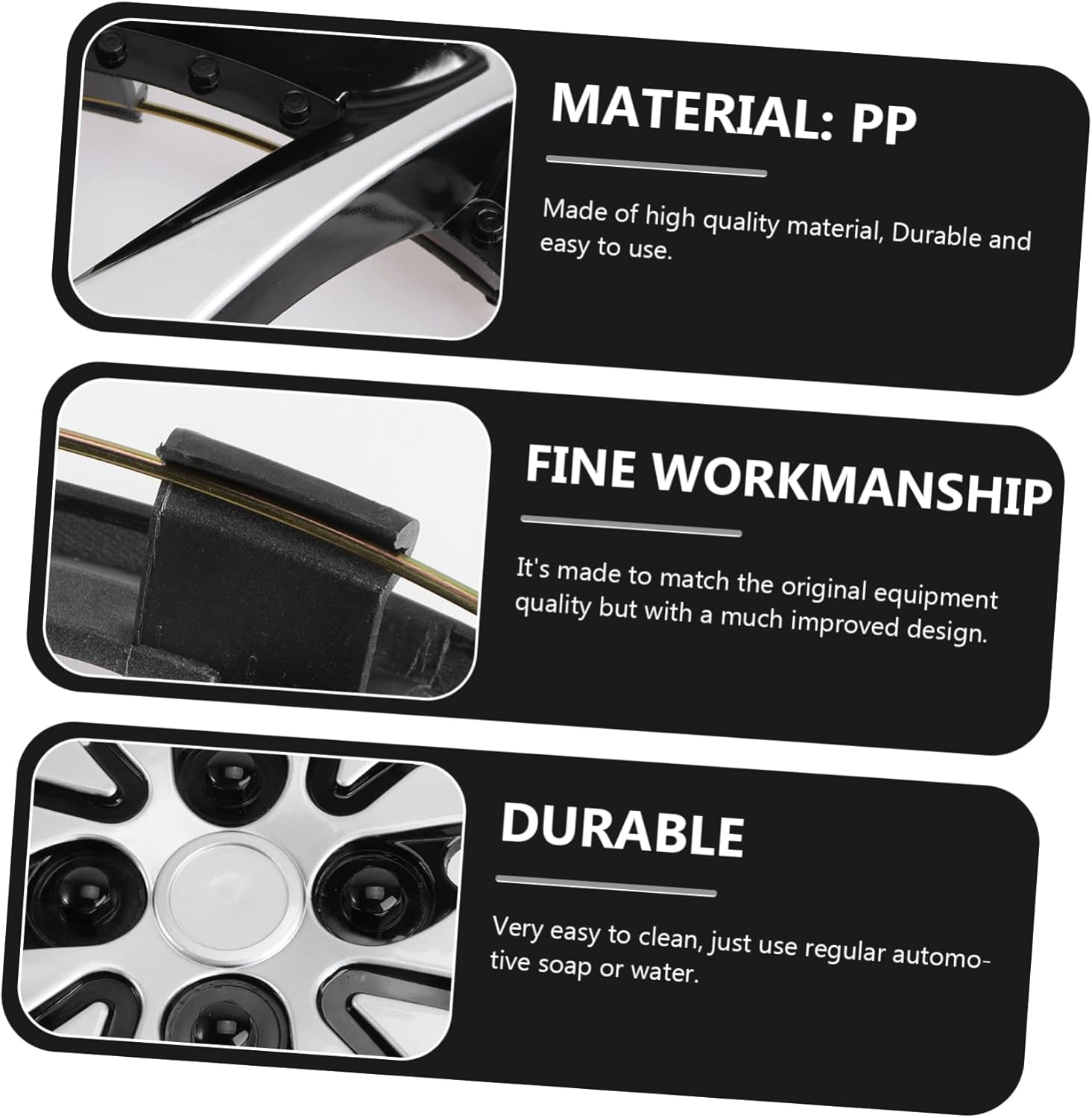 ULTECHNOVO 14 Inch Car Wheel Case Hubcap - Car Wheel Trims Case Hub Cover Hubcaps Manhole for Protection Hub Caps (Silver Black) - As Shown image number 6