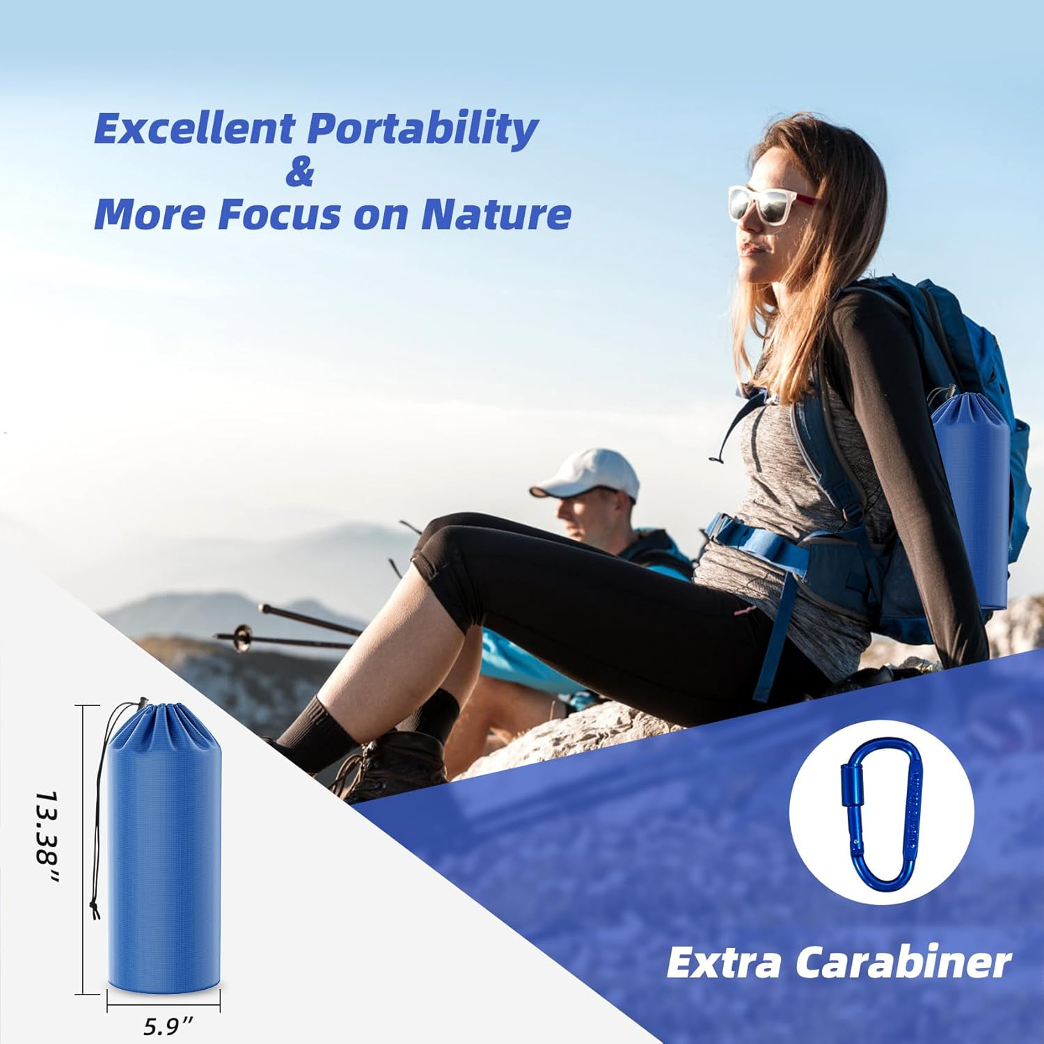 Sleeping Pad for Camping, 32.68" Extra Wide Camping Mattress with Pillow, Inflatable Sleeping Pads with Built-In Foot Pump, 5.11" Thickened Sleeping Mat for Backpacking Hiking Tent (Blue)