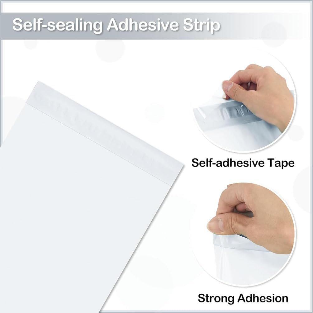 Idopick 100 Pack Poly Mailers Packing Bags, Self-Sealing Shipping Bags Strong Adhesive Shipping Bags for Clothing, Durable Thick Mailing Envelopes in Withe(15X20Cm) image number 6