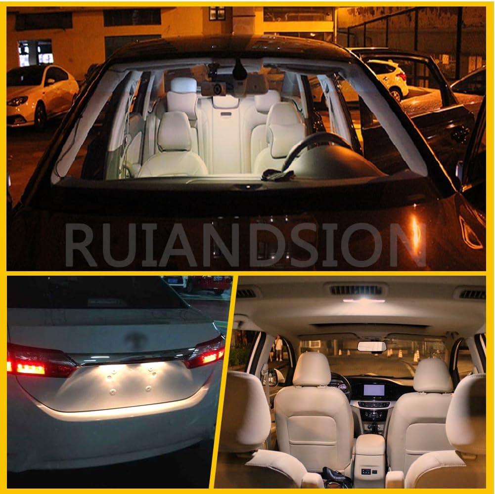 Ruiandsion T10 W5W 194 Halogen Bulbs 168 2825 Warm White 12V Interior Dome Map Dashboard Lights, Non-Polarity (Pack of 10) - Amber Yellow image number 3