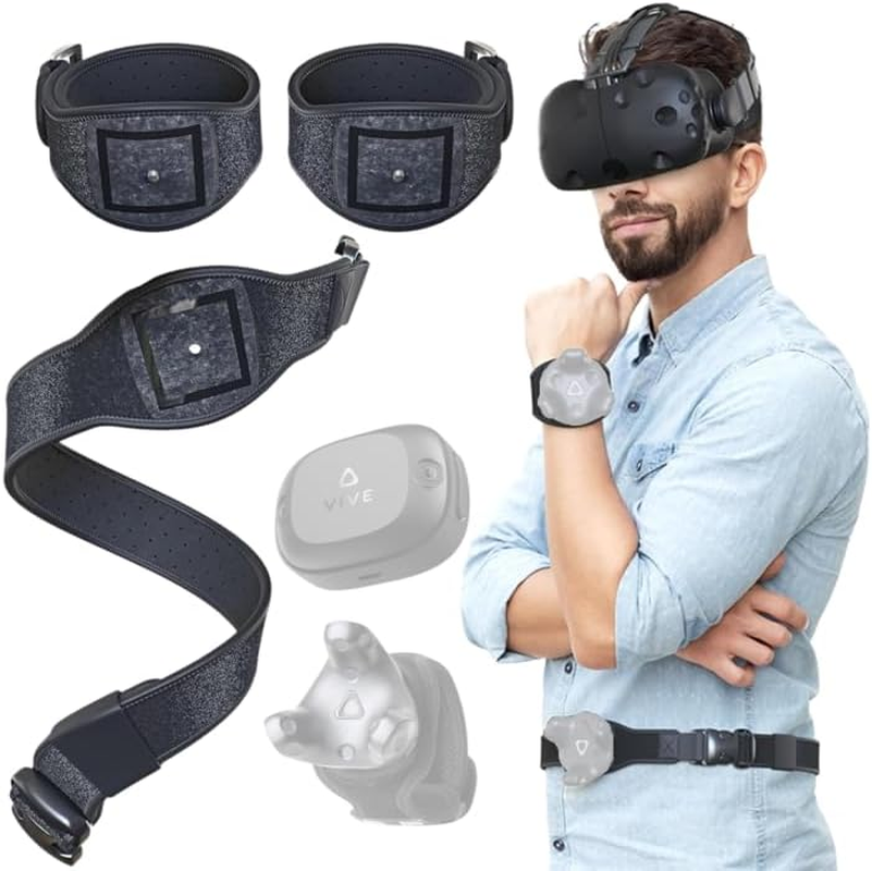 Skywin VR Tracker Bundle for HTC Vive - Adjustable Belt and Hand Straps for Waist and Full-Body Tracking in Virtual Reality (1 Belt and 2 Hand Straps)