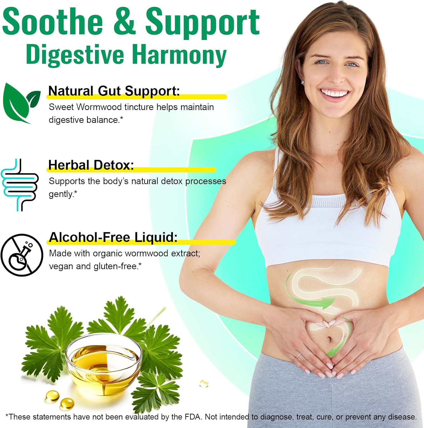 Organic Sweet Wormwood Liquid Drops 60Ml | Natural Parasite Cleanse & Gut Detox Support | Vegan & Alcohol-Free | Fast Absorption image number 2