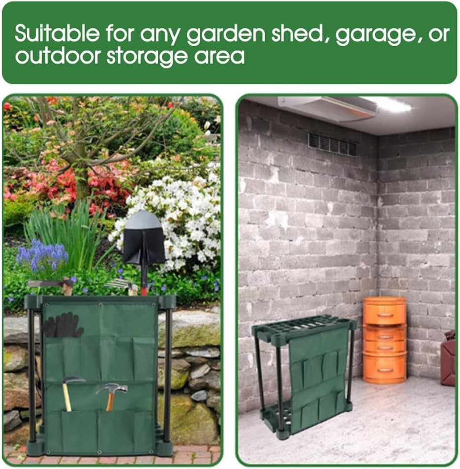 Leona Co Compact Garden Tool Storage Rack Organizer with Multiple Pockets &ndash; Wall-Mounted Garage Shed Holder for Rakes, Shovels, and Hand Tools &ndash; 58X31X60Cm image number 3