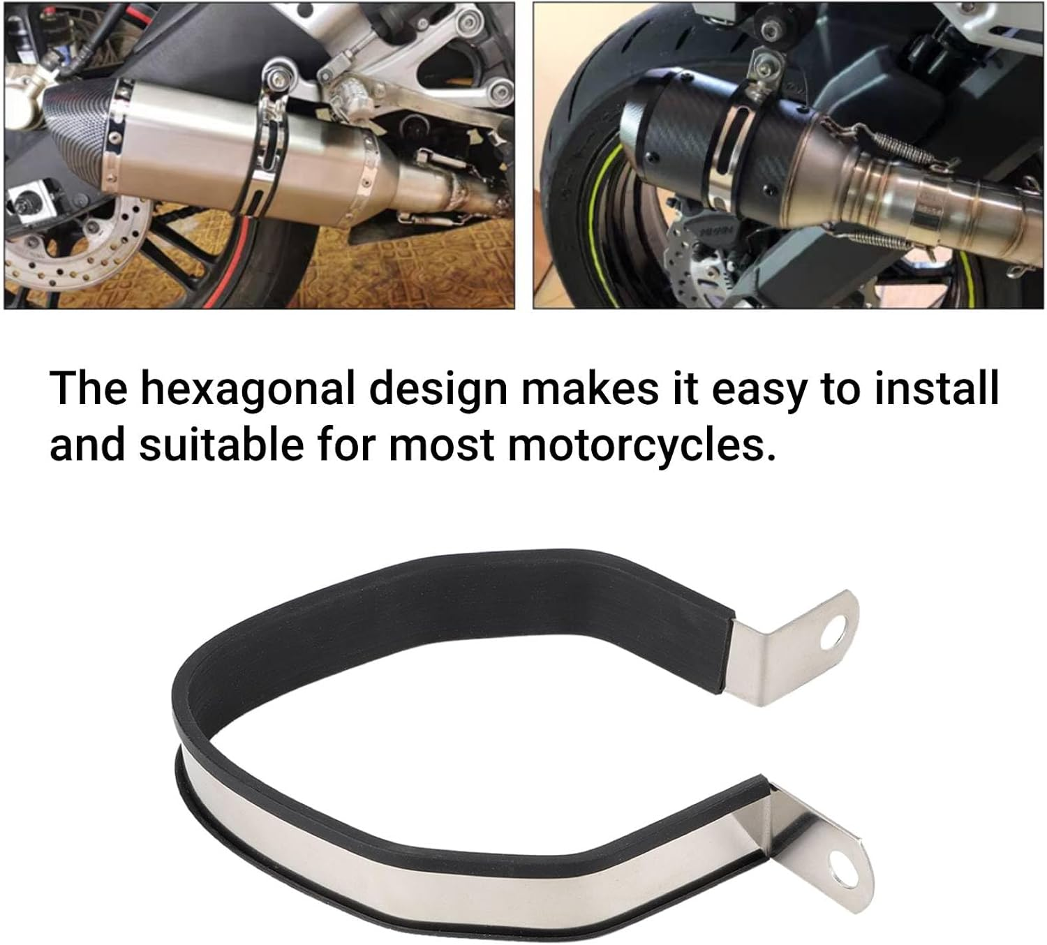 Motorcycle Exhaust Hanger, Hexagon Muffler Pipe Silencer Hanger, Motorcycle Exhaust Pipe Bracket, Universal Exhaust Pipe Bracket for Most Motorcycle image number 3