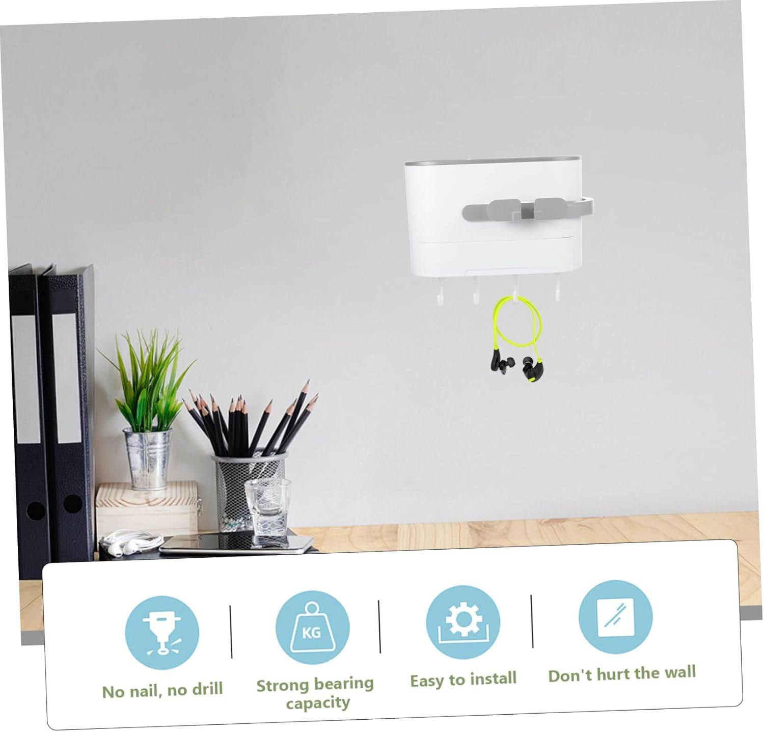 Outanaya Bathroom Wall Rack Hair Dryer Support Storage Multi-Function Hair Dryer Holder image number 1