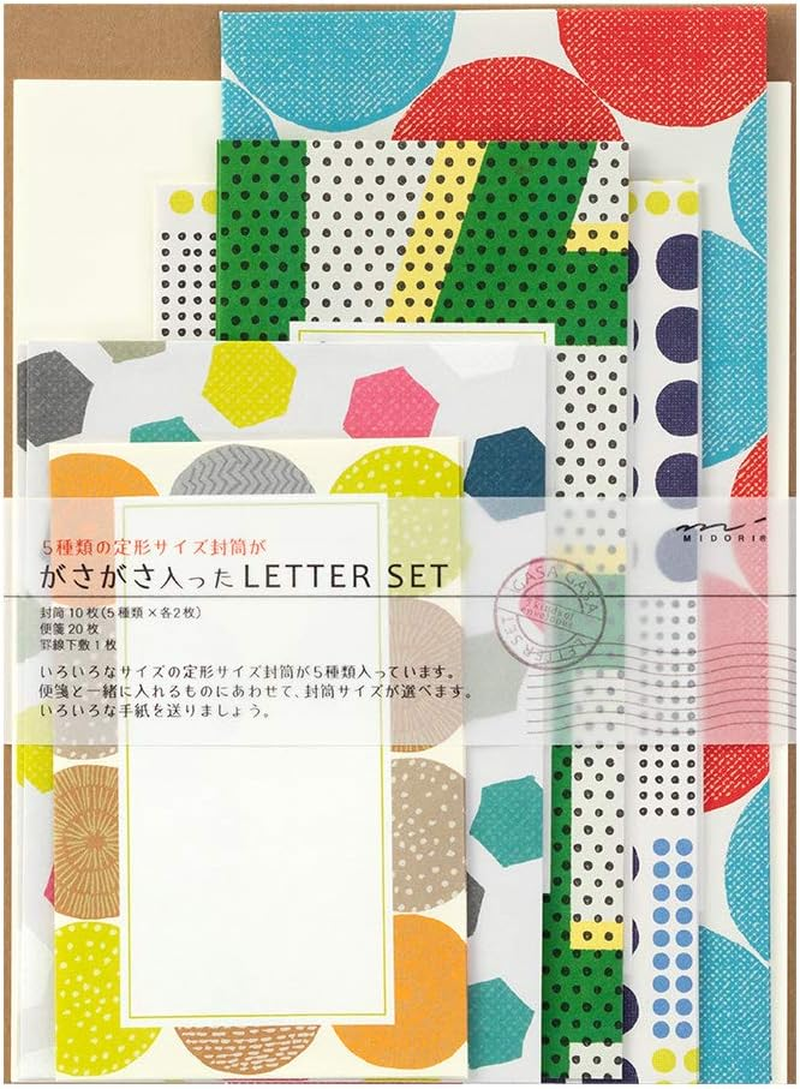 Midori 86763006 Letter Set, 763, Gassa, 10 Pattern Envelopes, Red