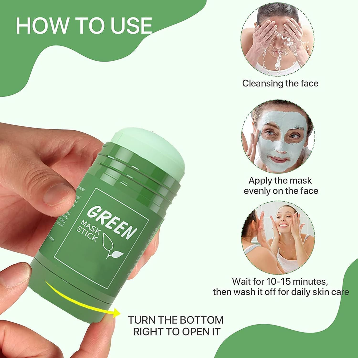 Green Tea Mask Stick for Face, Blackhead Remover with Green Tea Extract, Green Mask Stick for Face Moisturizing, Deep Pore Cleansing for All Skin Types image number 2