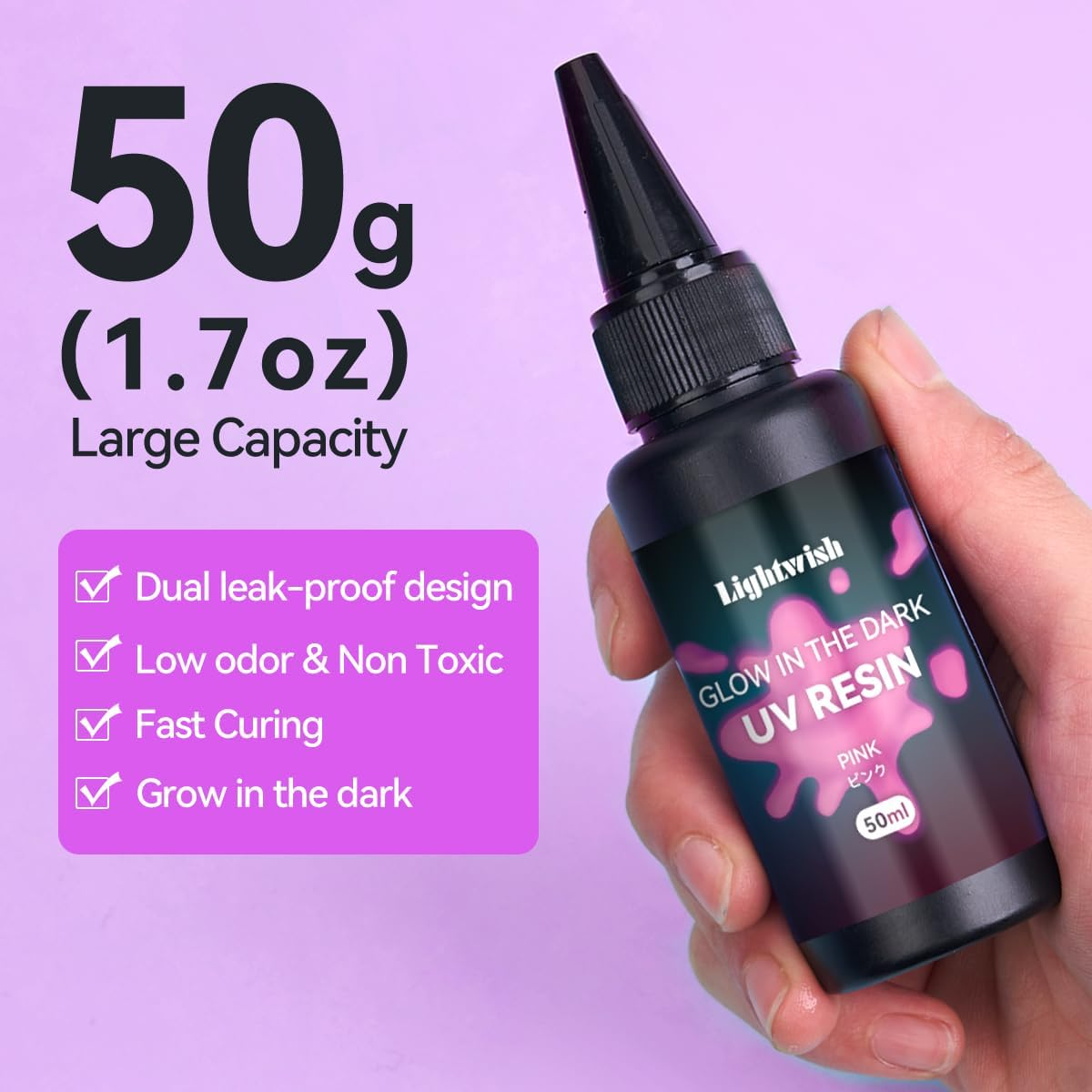 LIGHTWISH Glow in the Dark UV Resin 400G - 8 Colors Odorless, Quick Ultraviolet Curing for Small Craft, Jewelry Making, DIY Projects image number 6