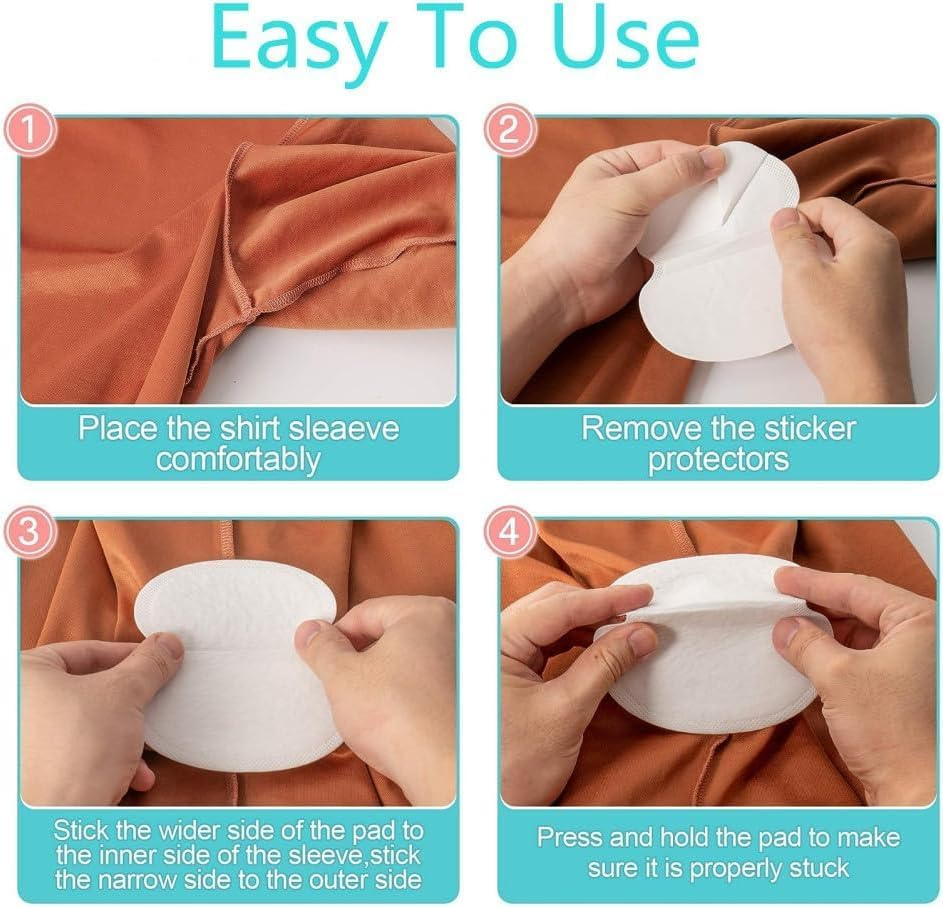 100 PCS Underarm Sweat Pads, Ultra-Thin Invisible Self-Adhesive Pads for Women & Men, Quick Absorb Sweat & Odor Control, Sticky No Residue, for Dating, Office, Sports, Travel & Daily Wear image number 5