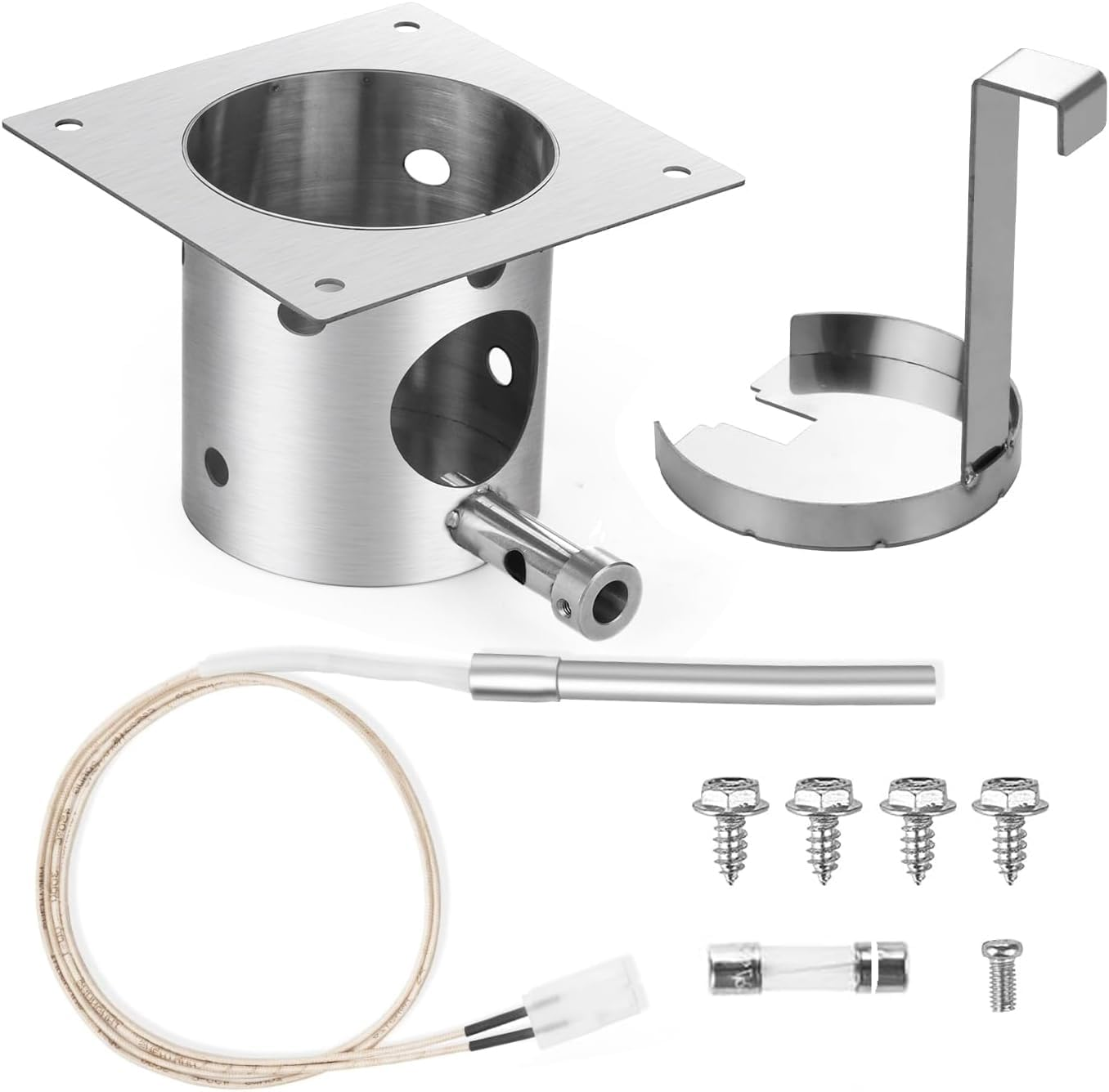 Fire Burn Pot and Hot Rod Ignitor Replacement Parts for Traeger,Pit Boss Pellet Grill Burner, Fire Burn Pot Kit for Z Grills, Stainless Steel Pit Boss Fire Burn Pot, Fire Burn Pot with Screws and Fuse image number 6