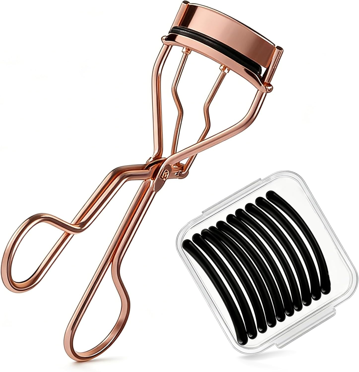 Eyelash Curler Set with 10 Replacement Silicone Pads &ndash; Amazing Lash Lift Essential, Professional Beauty Must-Have (Rose Gold).
