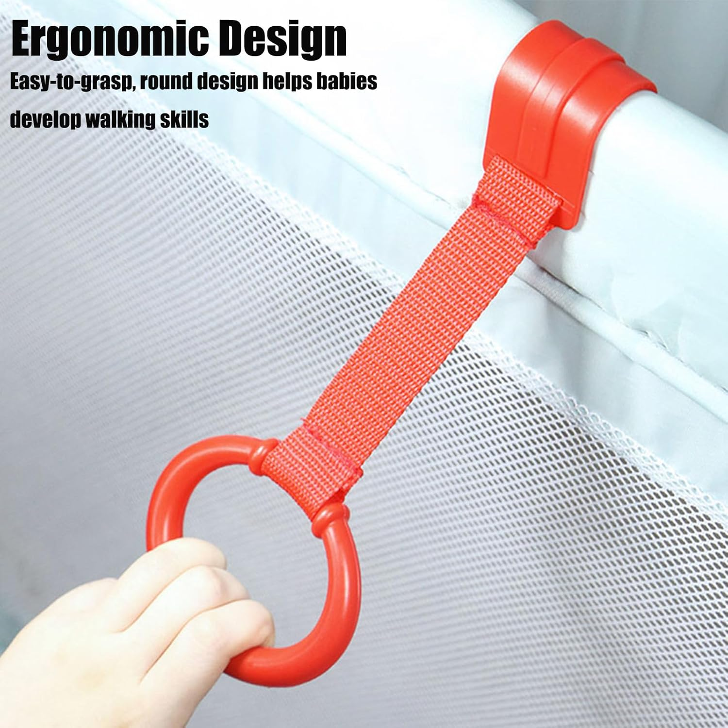 Pandaear 8 PCS Baby Pull up Rings, Toddler Walking Exercise Stand up for Playpen & Crib, Infant Cot Hanging Rings for Kids image number 3