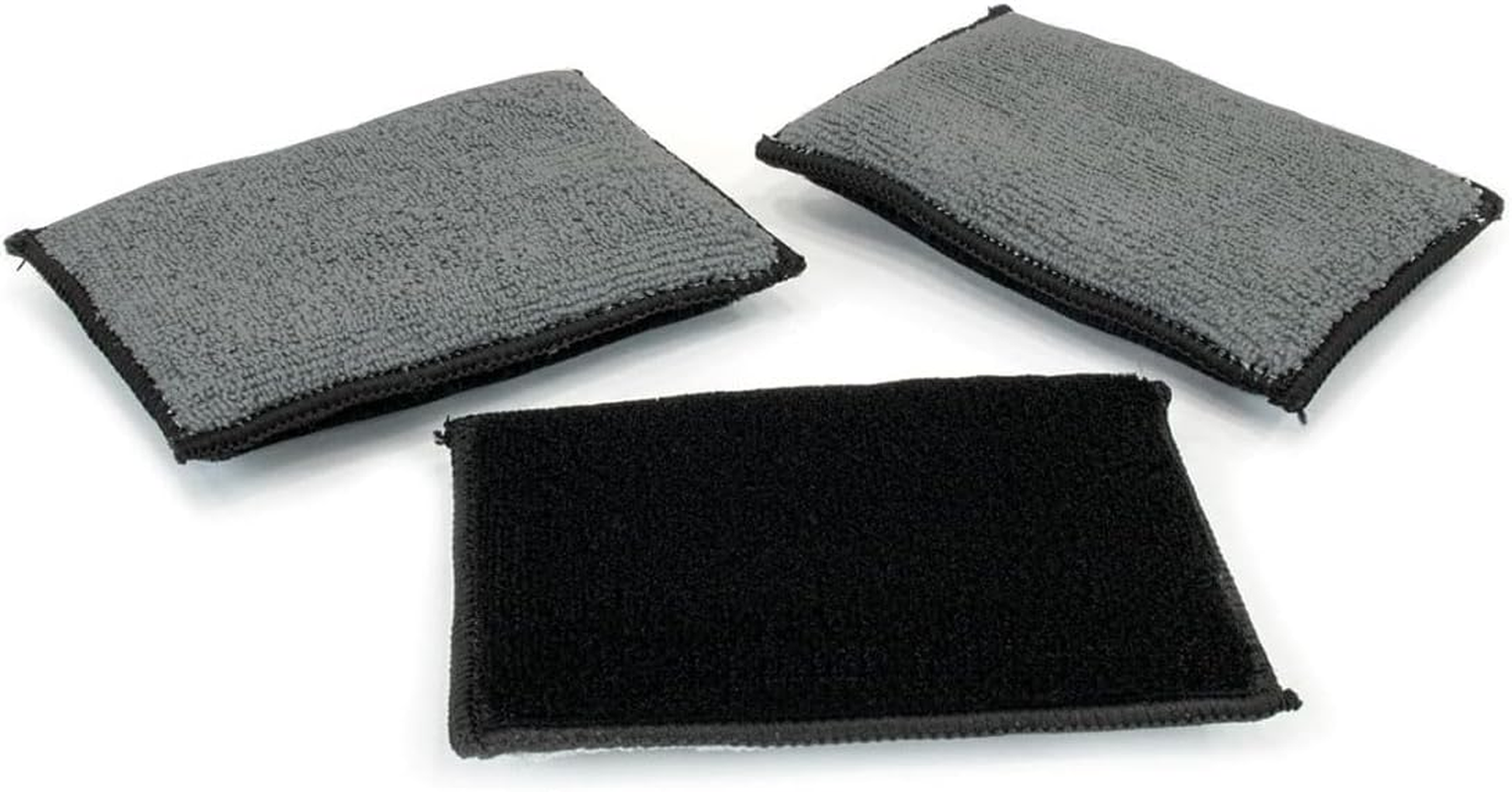 3PCS 5"&times;3" Car Interior Scrubbing Sponges, Microfiber Car Wash Sponges, Auto Detailing Scrub Pads, Interior Cleaning Sponges for Car Leather, Plastic, Vinyl, Upholstery (Gray Black)
