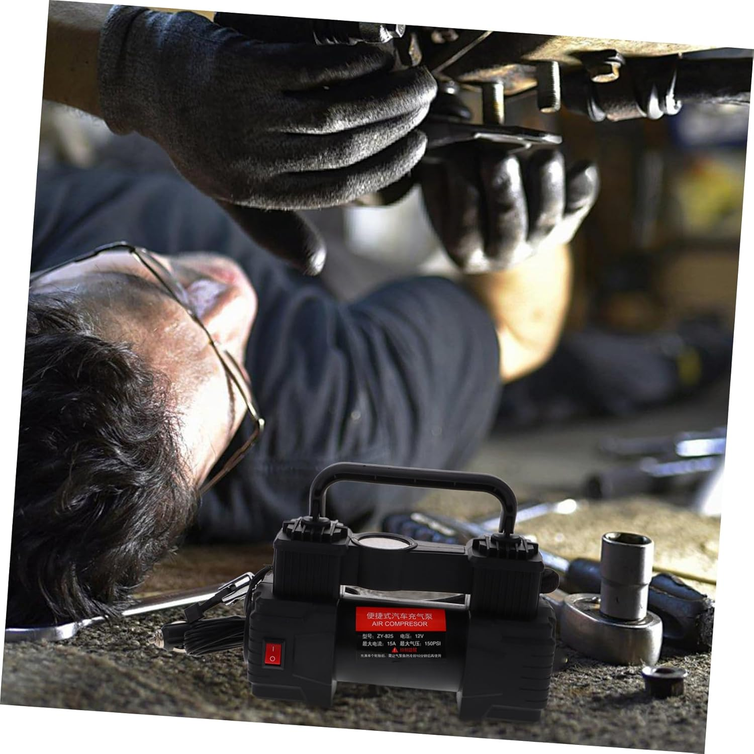 COMPUKAS Portable Car Air Pump Compact Tire Inflator Pressure Gauge for Quick Inflation of Automotive for Go Use image number 5