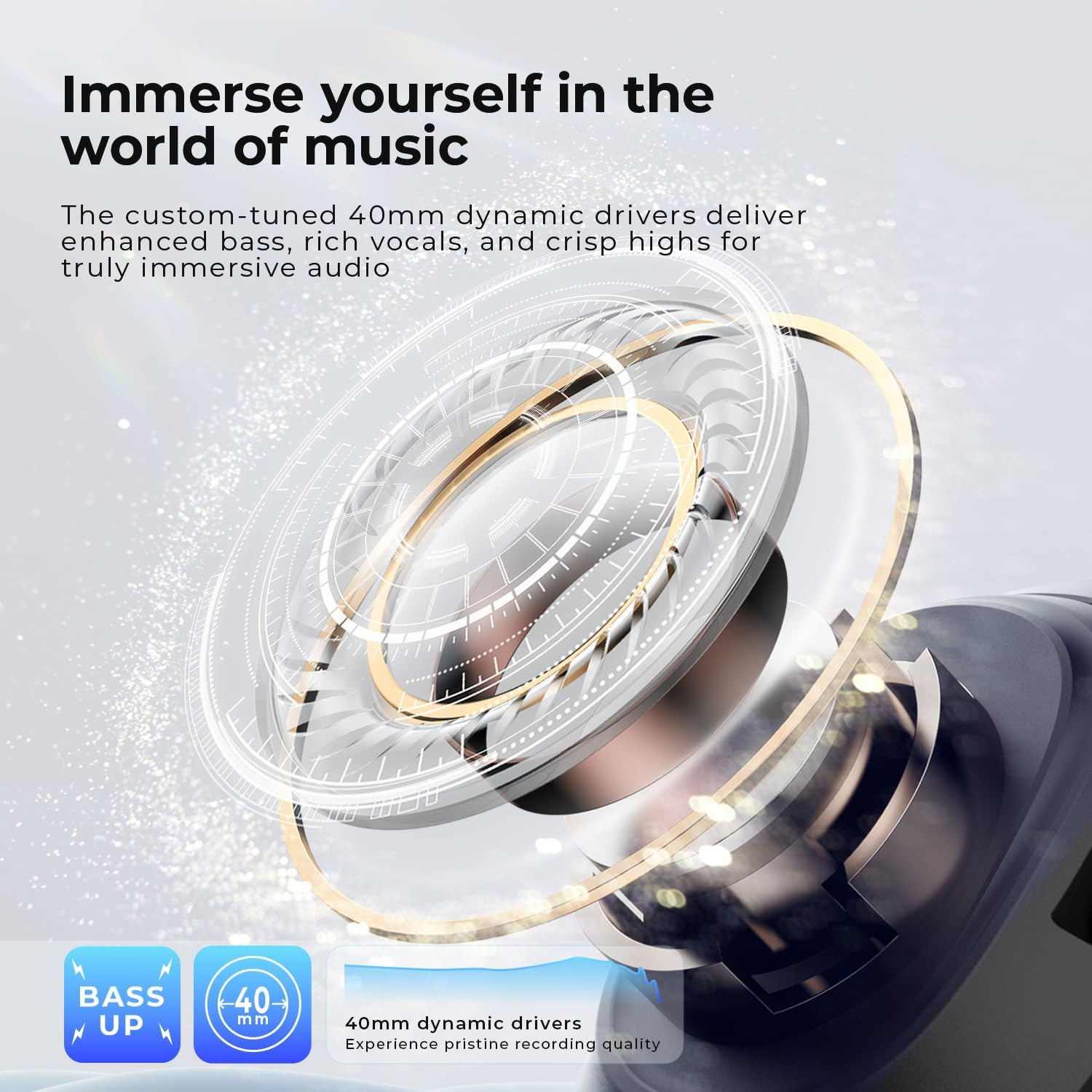 Havit Active Noise Cancelling Headphones, Wireless over Ear Bluetooth Headphones with 60Ms Low Latency Game Mode, 50H Playtime, Foldable Overhead Headphones with Deep Bass, Bluetooth 5.4, App Control image number 6