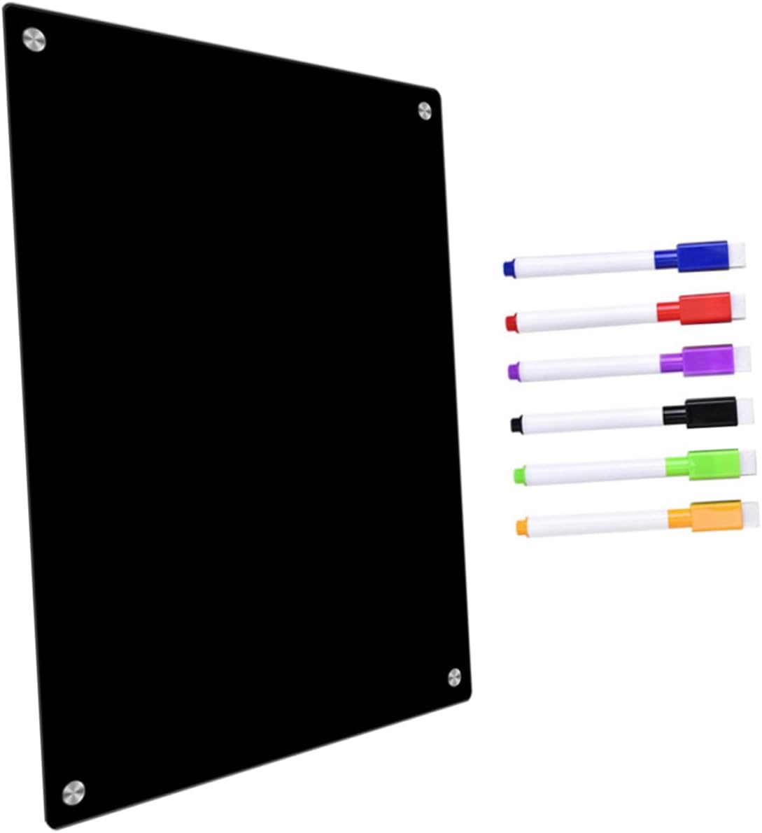 Operitacx Magnetic to Do List Board for Fridge Small A4 Black Acrylic Erasable Schedule Message Planning Board 6 Whiteboard Markers Refrigerator Organizer image number 3