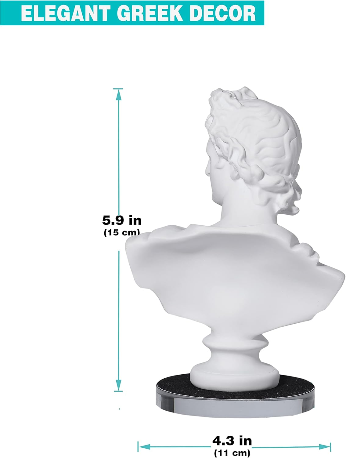 LAGOM HOUSE Ancient Greek Apollo Bust Statue - Roman God Goddess Home Decor (6 Inch) image number 6