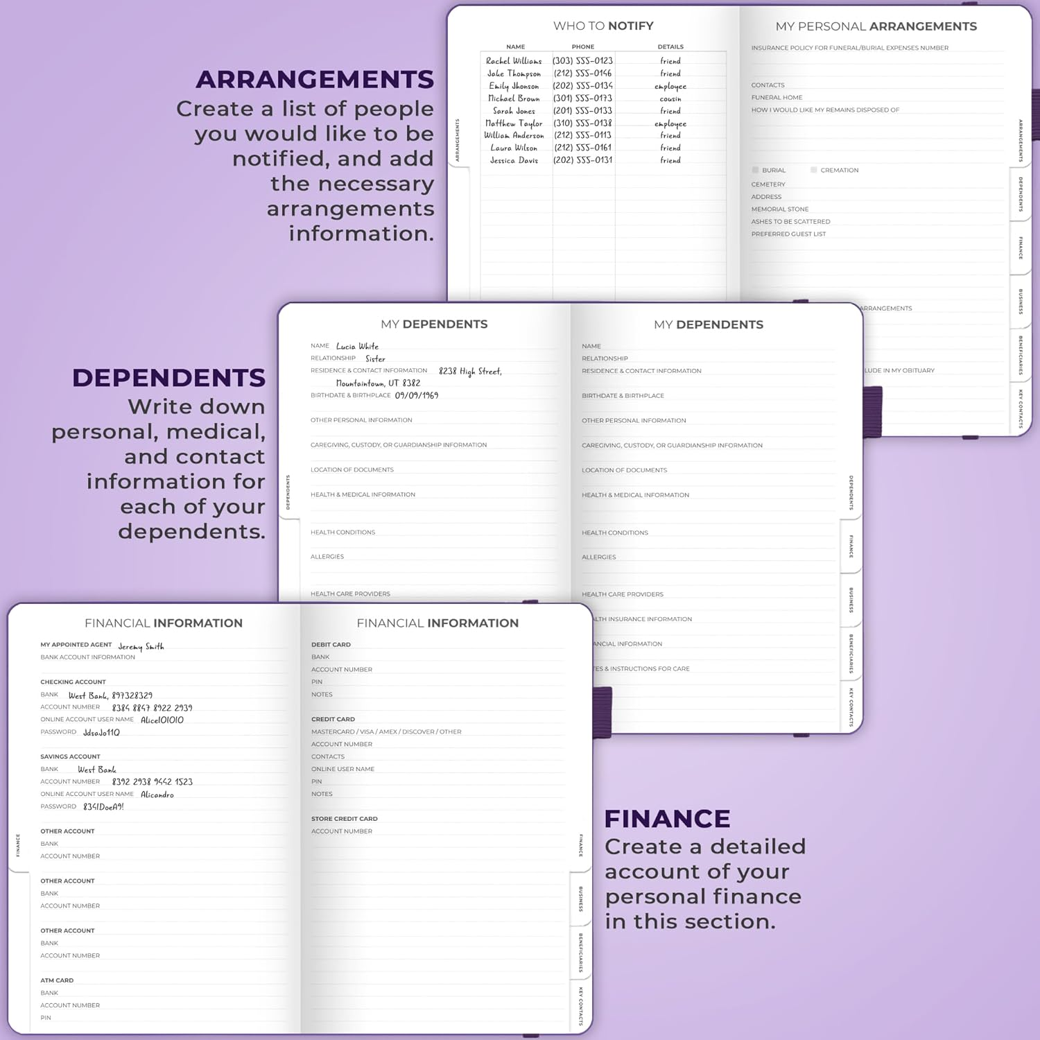 Clever Fox End of Life Planner &ndash; Guided Final Arrangements Organizer Notebook for Instructions, Beneficiary Info, Will Preparation, Last Wishes & Funeral Planning &ndash; Hardcover, A5 Size (Purple) image number 2