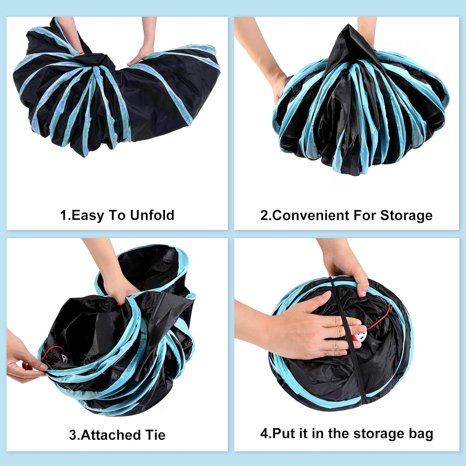 Cat Tunnel, 2 Pieces Cat Toy Tunnel, 3-Way, S-Shape, Cat Tunnel Labyrinth, Cat Play Tunnel Toys for Cats, Rabbits and Small Animals (Blue, Grey) image number 5