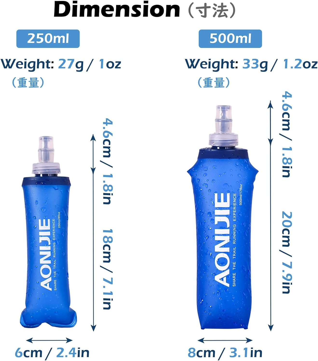 TRIWONDER TPU Soft Folding Water Bottles Bpa-Free Collapsible Flask for Hydration Pack - Ideal for Running Hiking Cycling Climbing image number 6