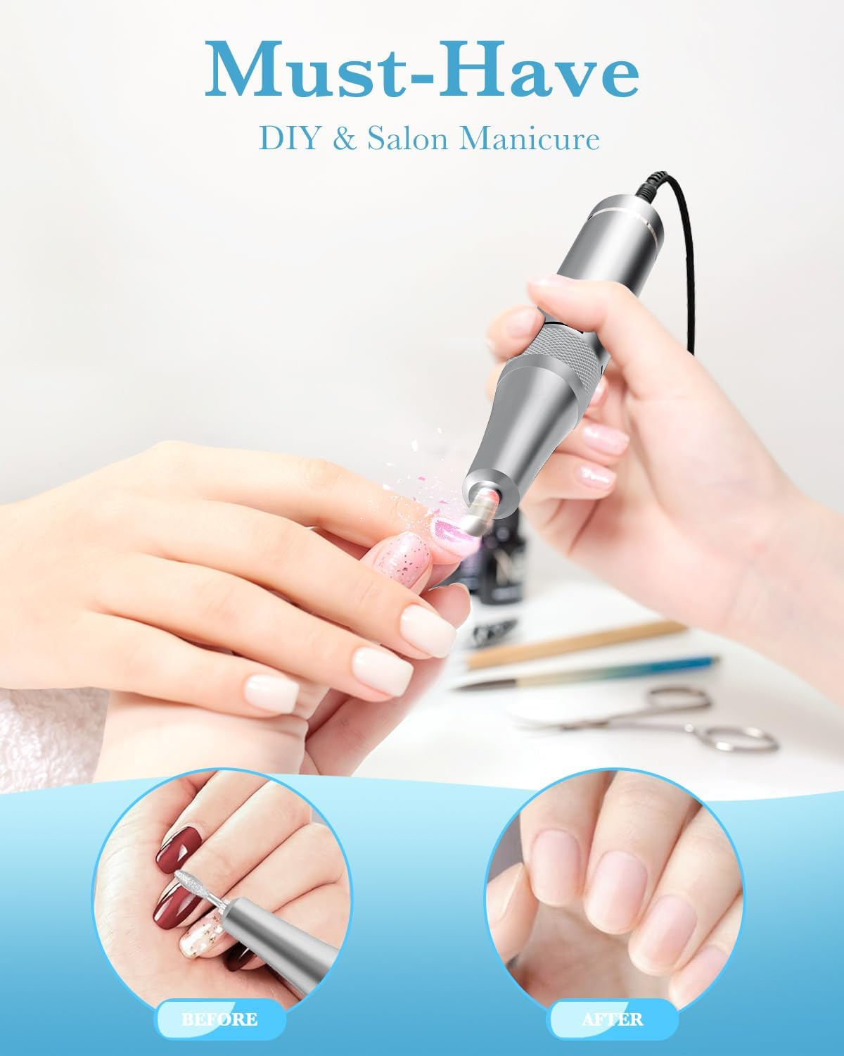 ENGERWALL Professional Manicure Pedicure Kit (Dark Silver-35000 RPM) image number 4