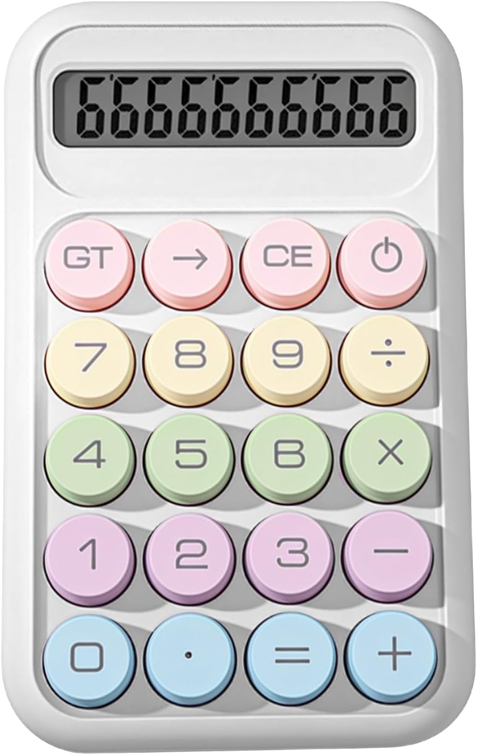 Mechanical Switch Calculator with 10 Digits Large LCD Display, Basic Calculator with Big Button Anti-Slip Pad, Accurate Calculation for Office Desk Home School - White