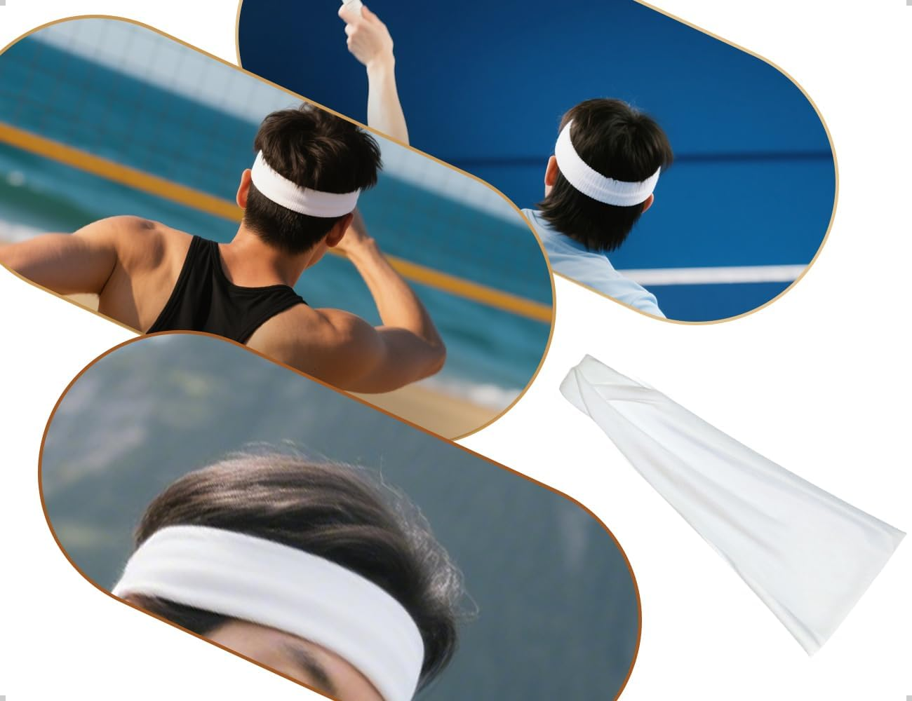 Emezddo Hair Band, Non-Slip Elastic Wide Soft Headband, Used for Sports, Gym, Running, Exercise, Gym, Basketball, Cycling (White) image number 5