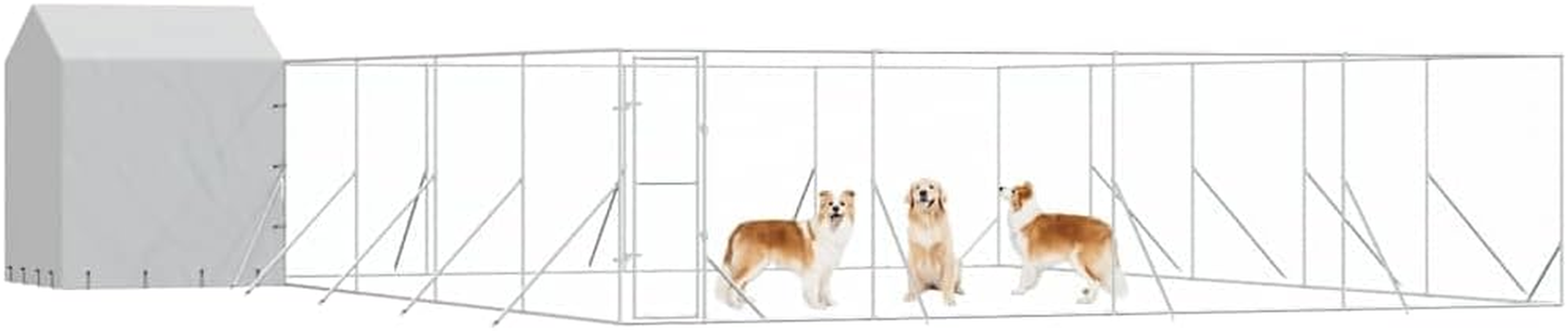 Outdoor Dog Kennel with Roof 10X10X2.5 M Galvanised Steel Pet Shelter Enclosure image number 1