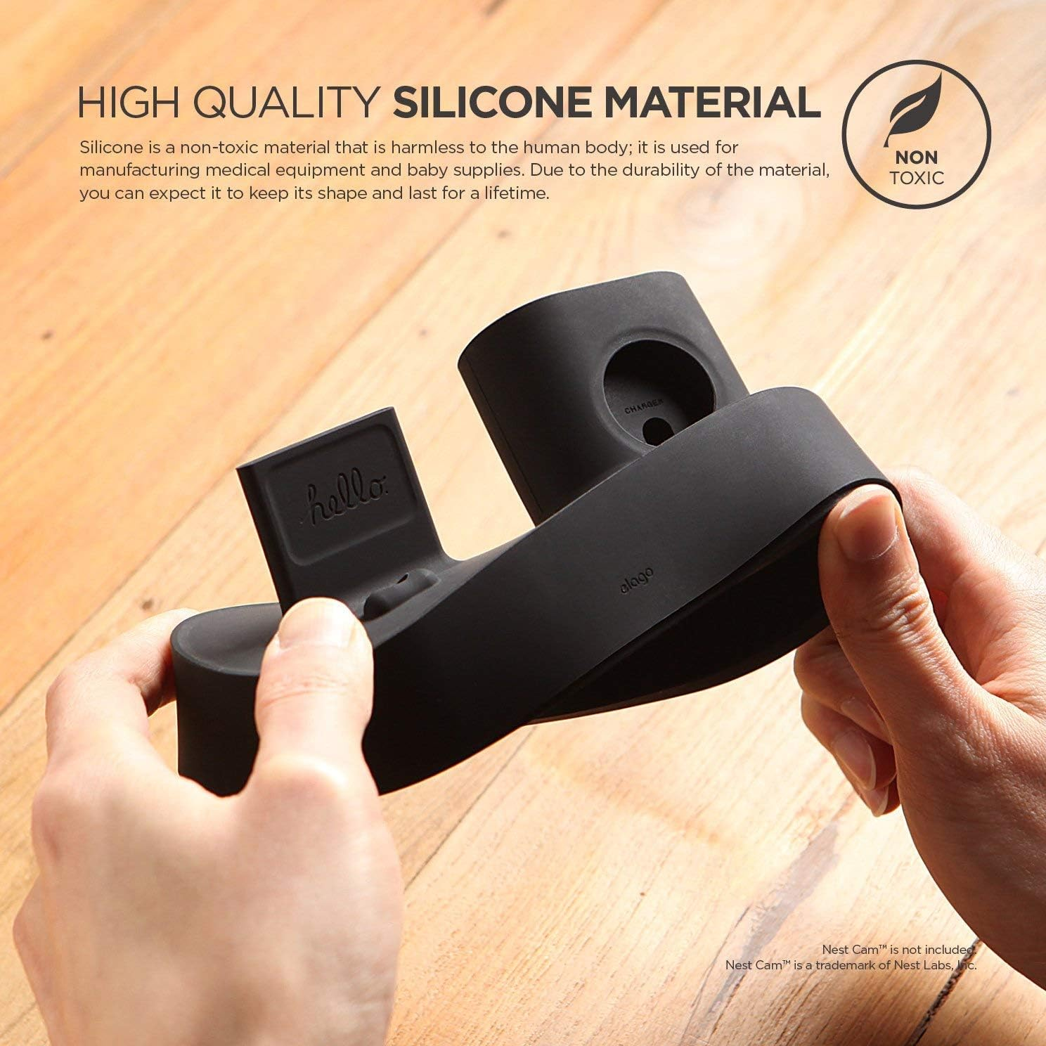 Elago 3 in 1 Charging Station Compatible with Apple Watch Series(10/9/8/7/6/5/4/3/2/1/Se), Compatible with All Iphone Series, Airpods Pro 2/1, Airpods 3/2/1 [Cables NOT Included] (Black) - Dark Grey image number 3