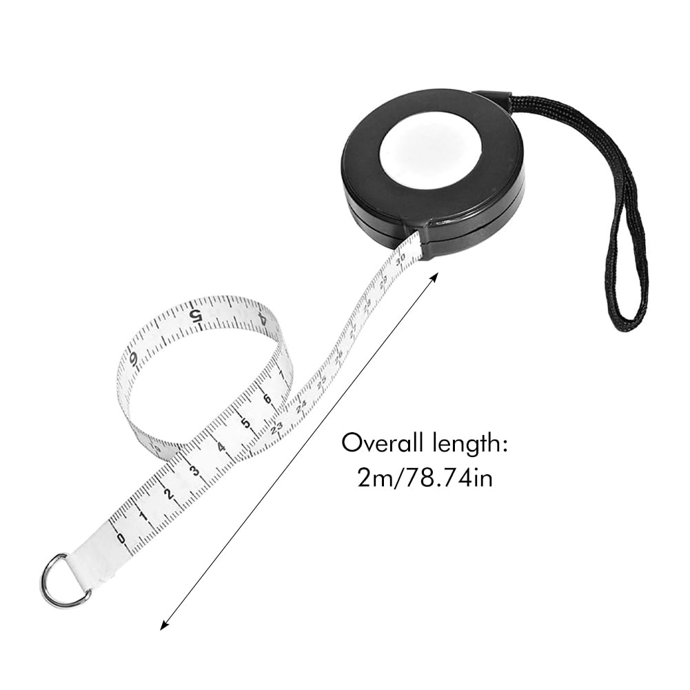 Dual-Sided Soft Retractable Measuring Tape 205Cm/80In for Sewing, Tailoring, Crafting, Weight Loss, and Height Measurement(Color:Black) image number 1