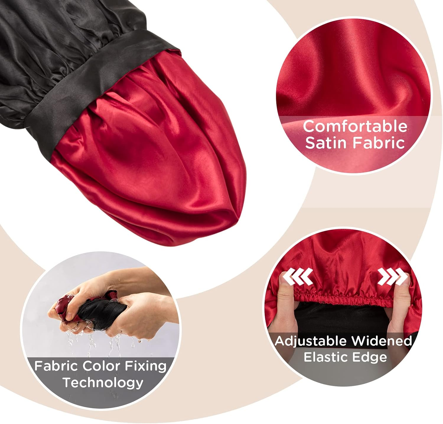 Satin Bonnet Silk Bonnet Hair Bonnet for Sleeping Large Bonnet for Women Reversible Bonnet Tie Band for Natural Curly Hair image number 3